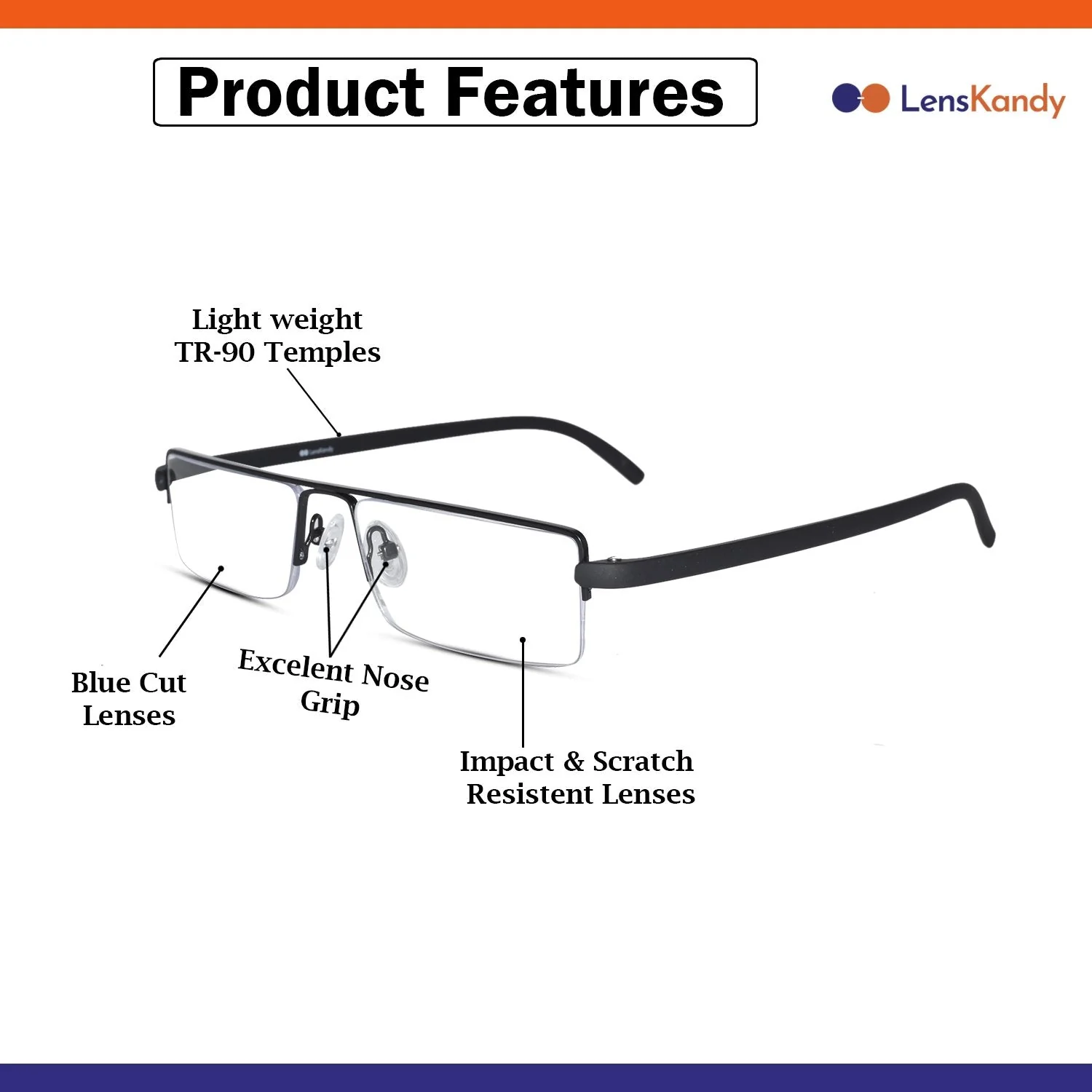 Readers Matte Black Half Rim Rectangle - Image 5