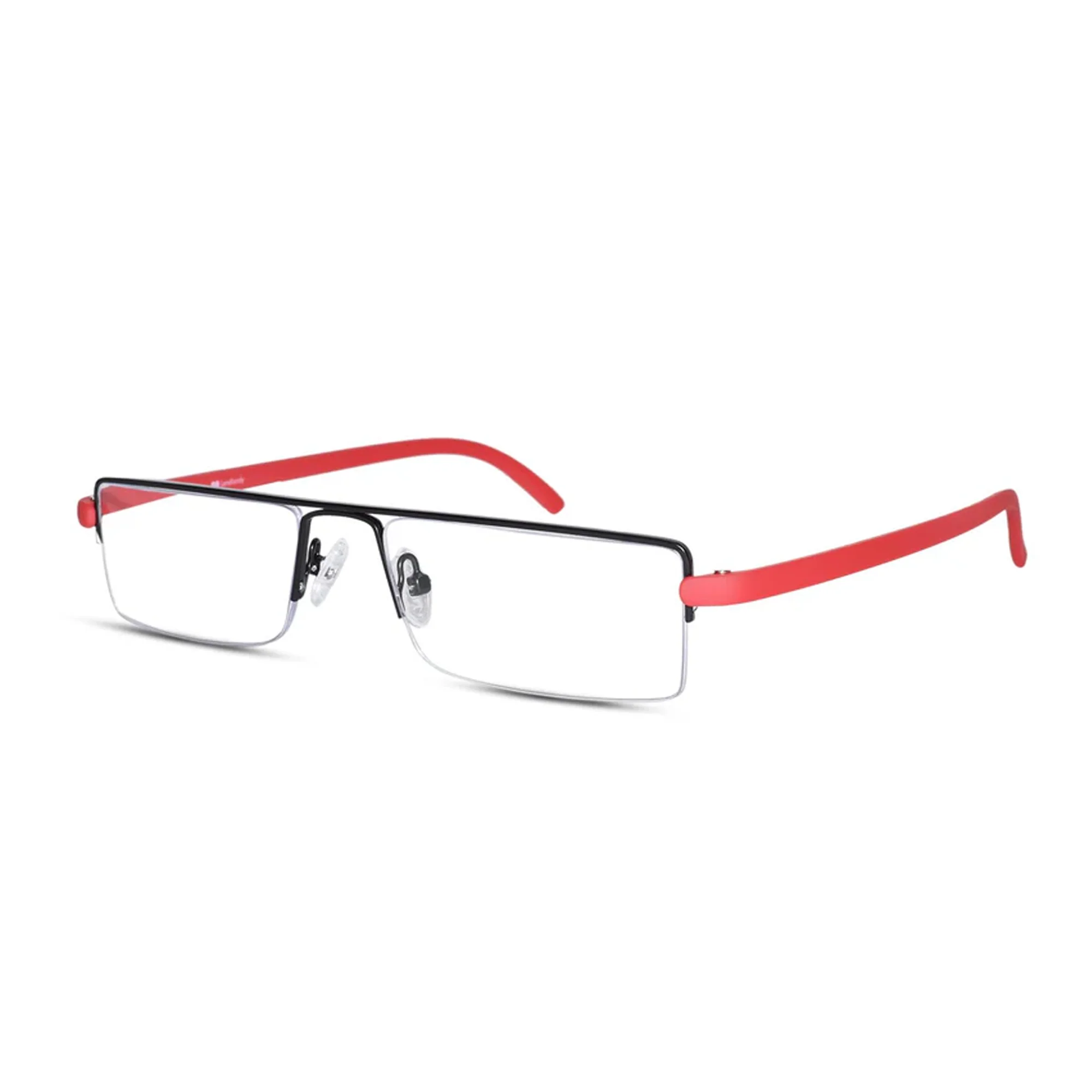 Readers Matte Black - Red Half Rim Rectangle