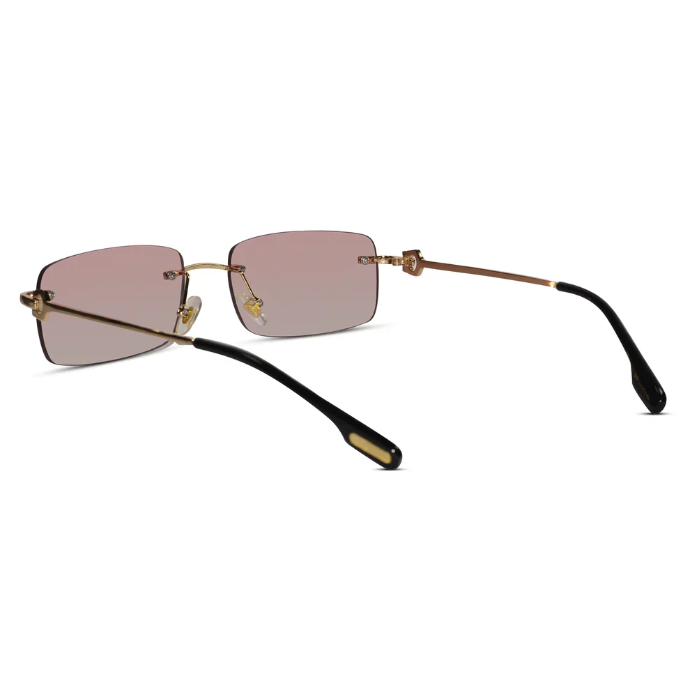 Rectangular Black Rimless Sunglasses For Men & Women