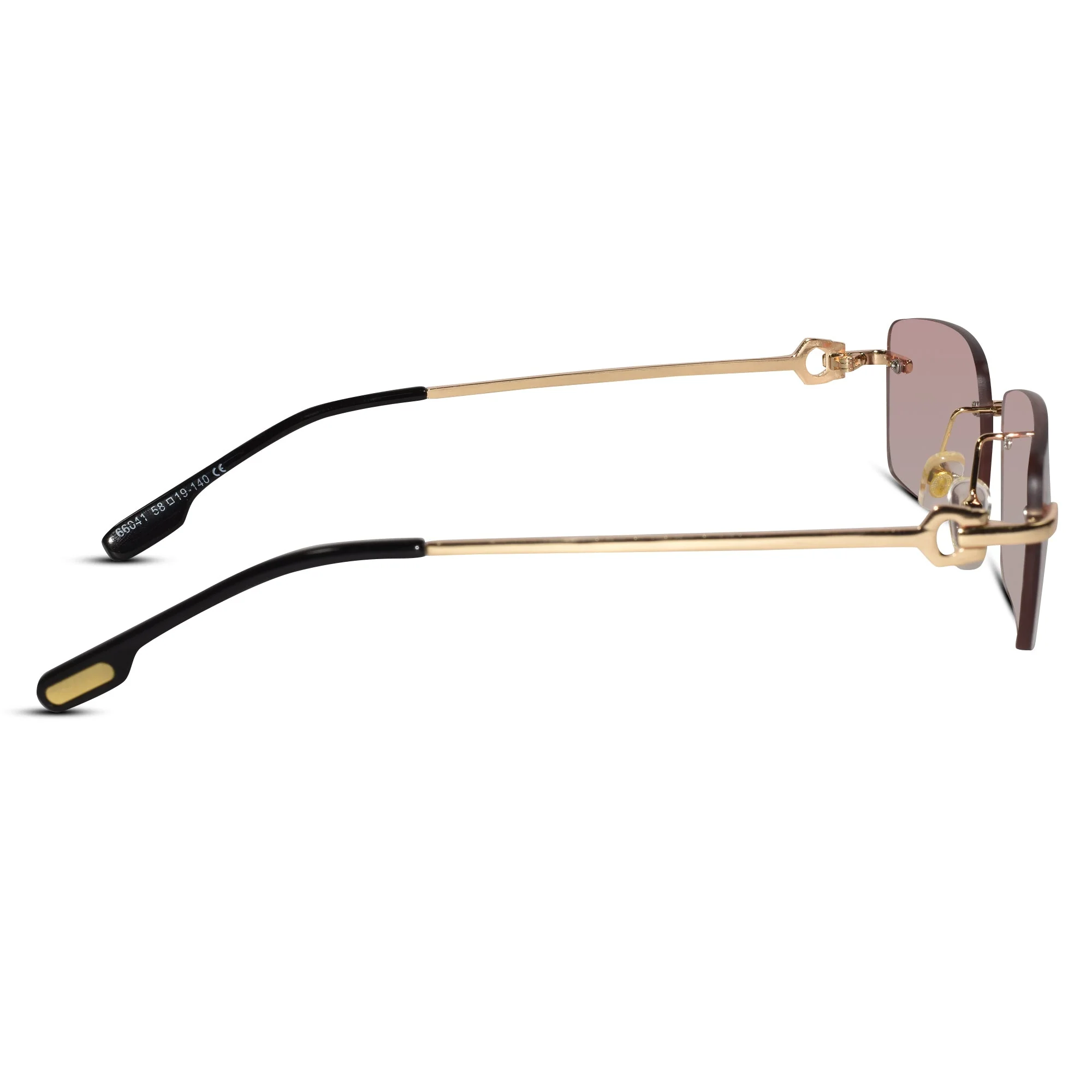 Rectangular Pink Rimless Sunglasses For Men & Women - Image 5