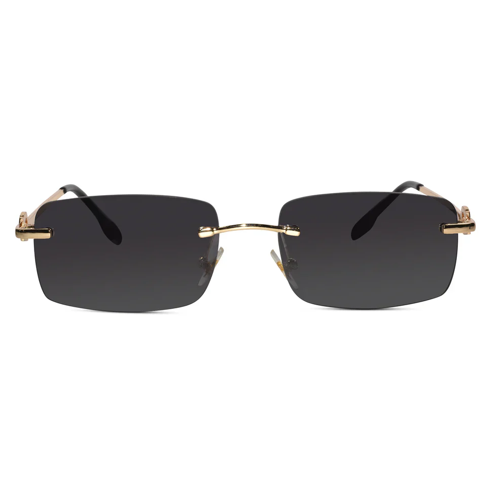 Rectangular Pink Rimless Sunglasses For Men & Women - Image 7