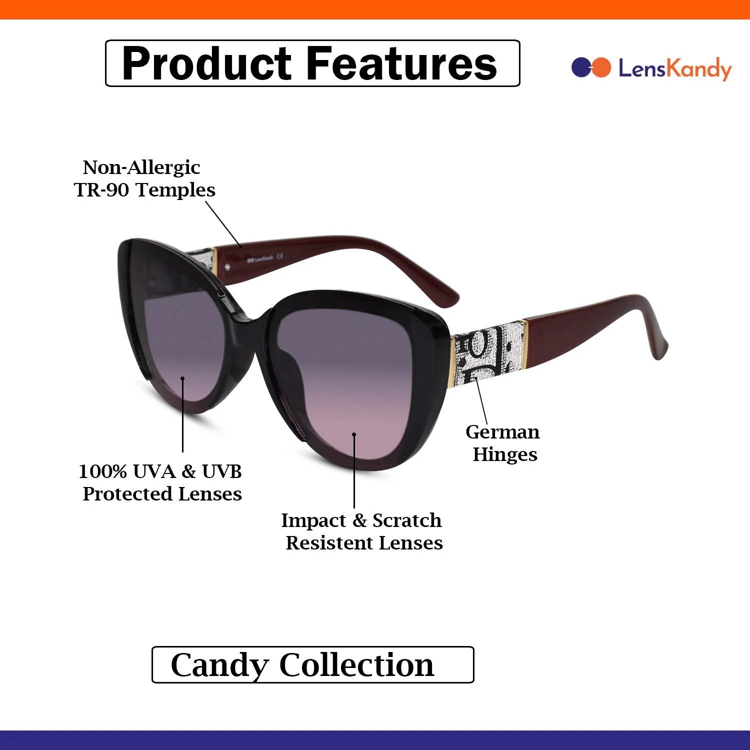 Red Cat eye Sunglasses For Women - Image 5