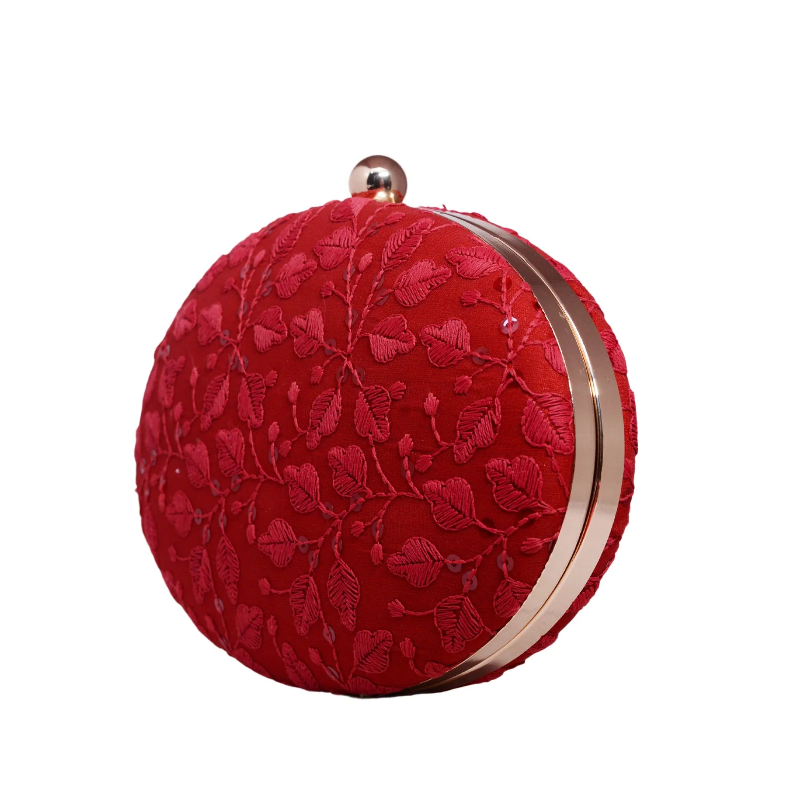 Red Chikankari Oval Clutch - Image 2
