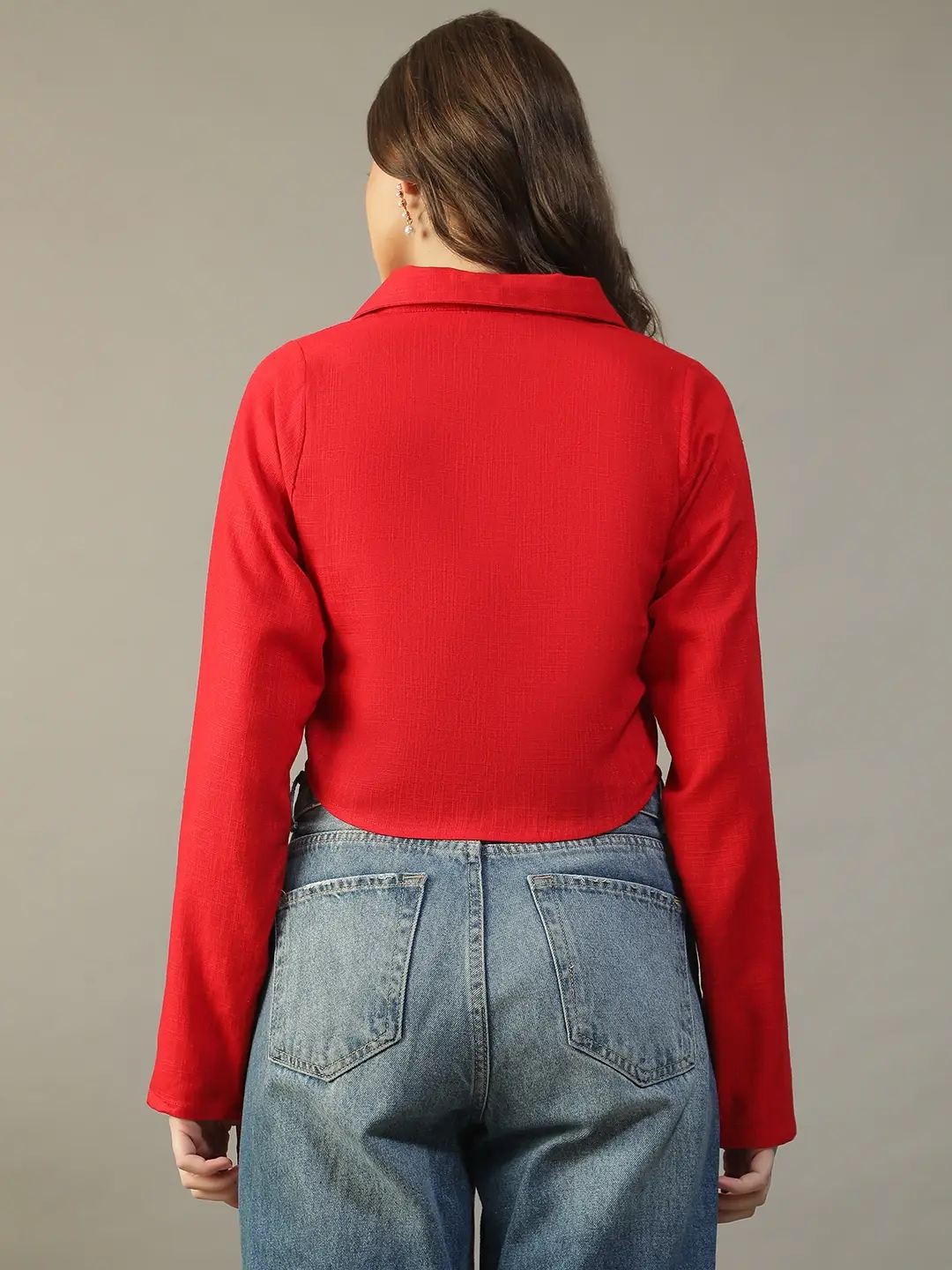 Red Cotton Women’s Crop Top - Image 3