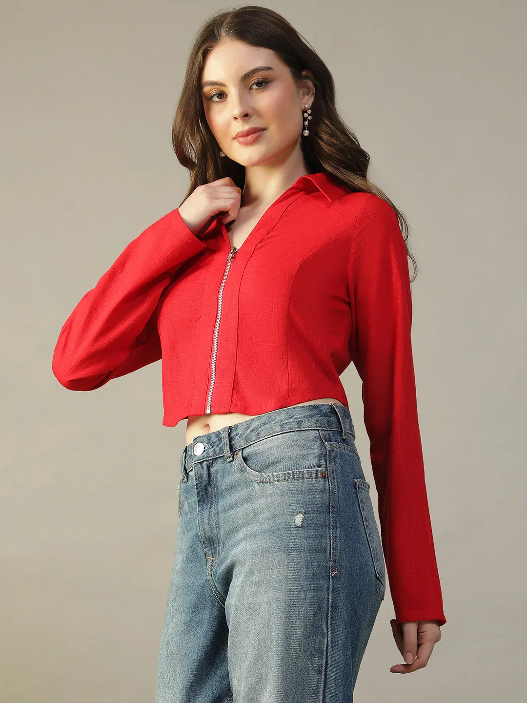 Red Cotton Women’s Crop Top - Image 5