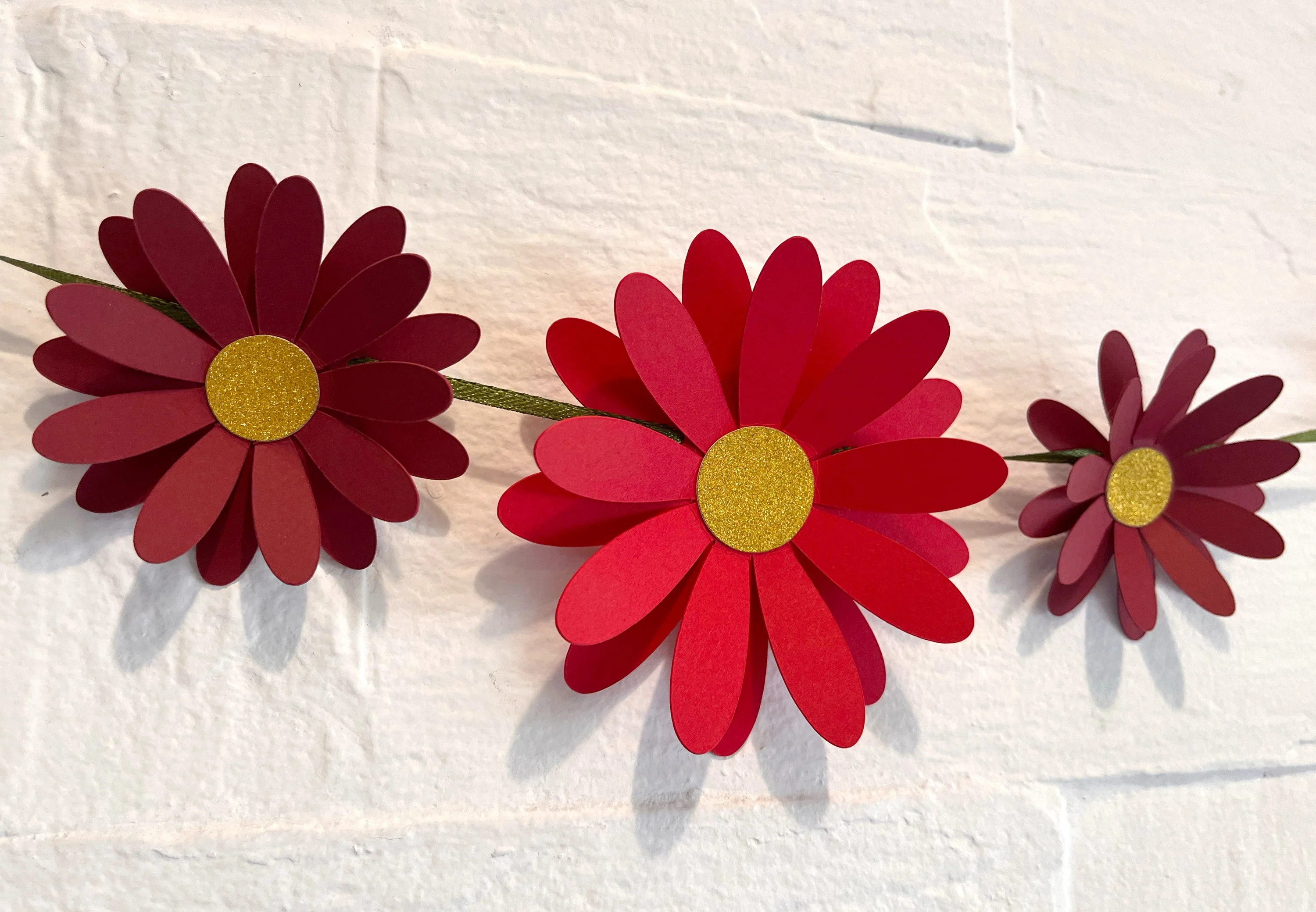 Red Daisy Flower Paper Bunting & Wall Decor - Image 5