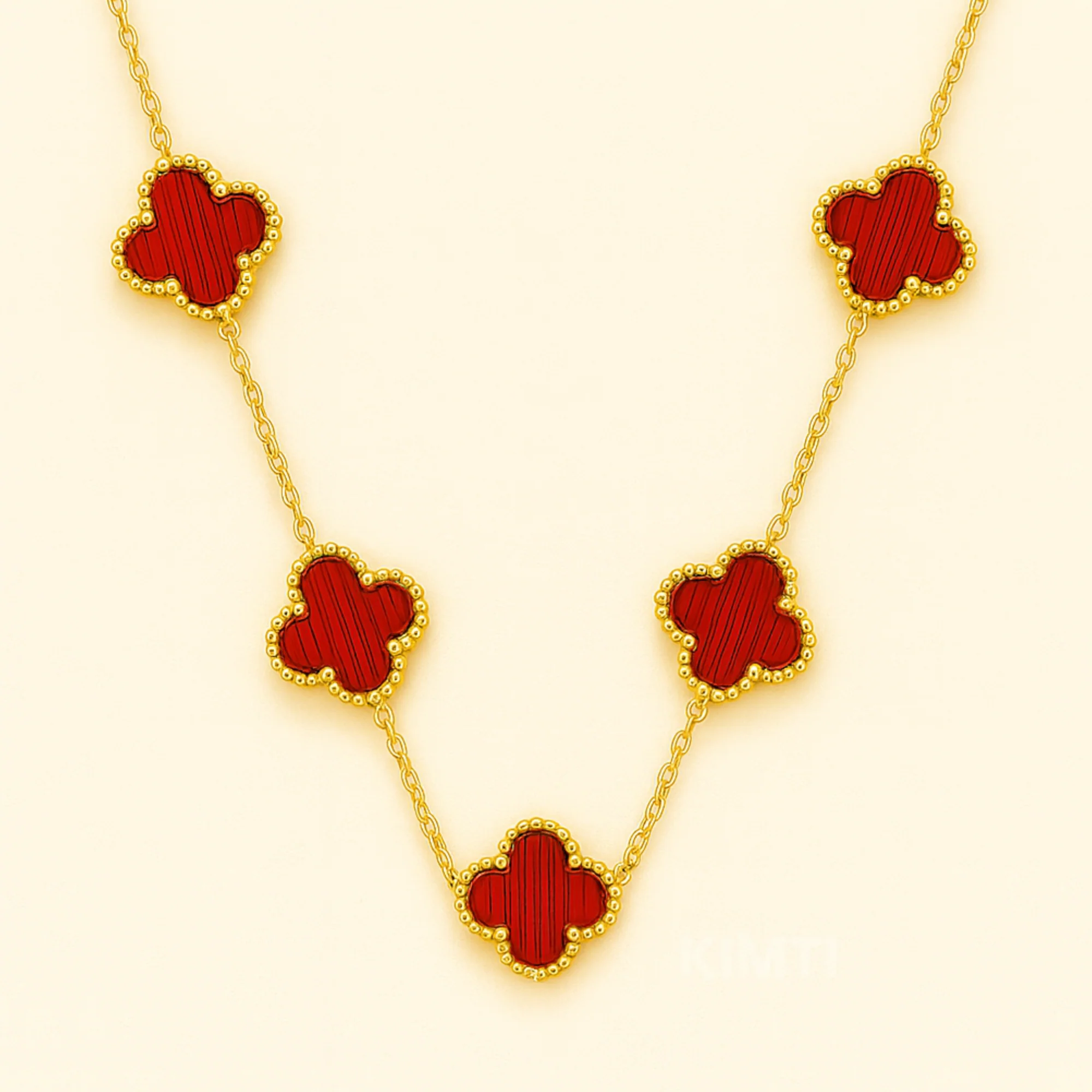 Red Dreamy Clover Anti Tarnish Necklace - Image 8