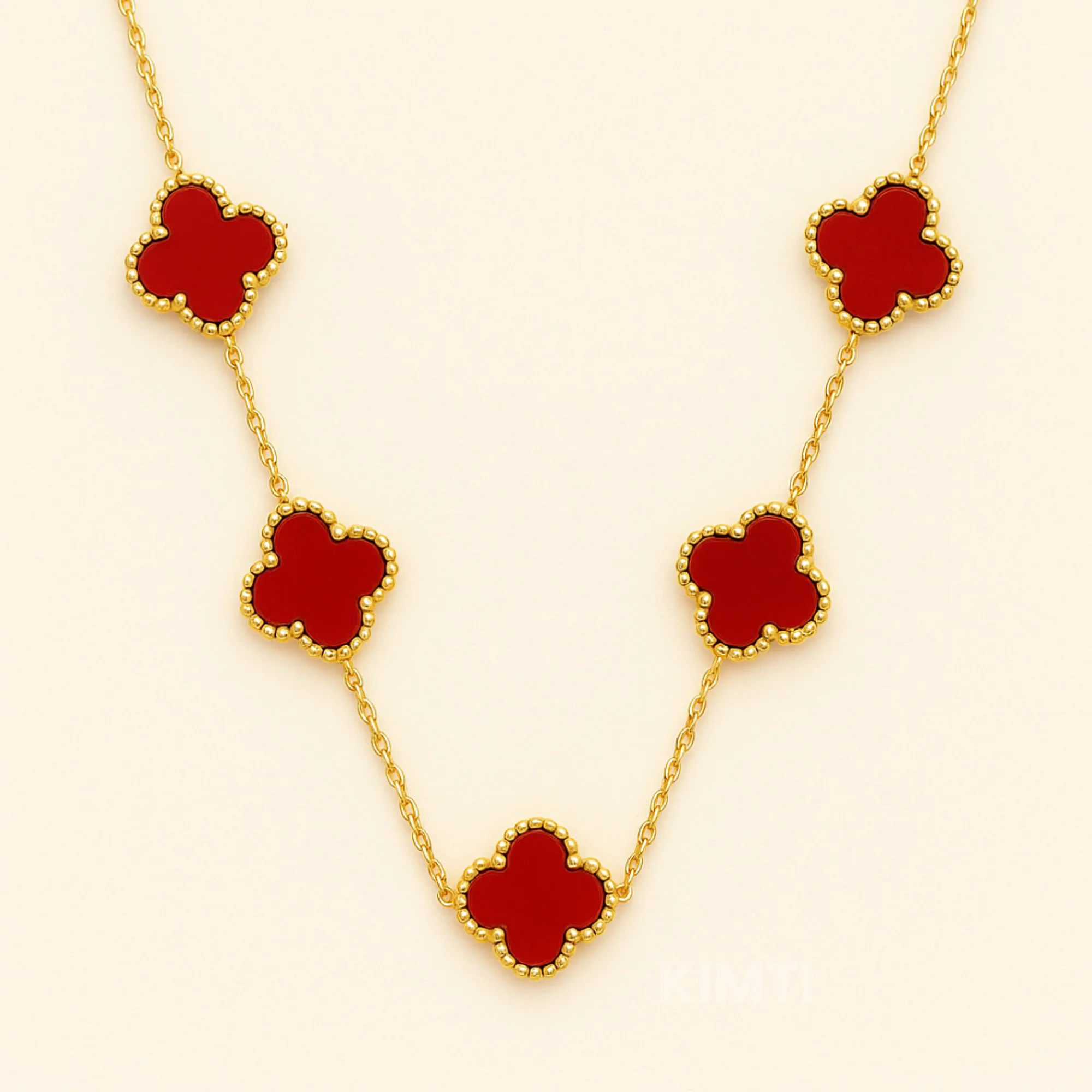 Red Dreamy Clover Anti Tarnish Necklace - Image 2