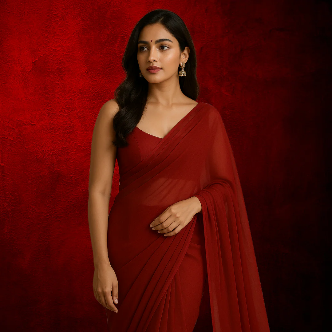 Red Georgette Saree - Image 3