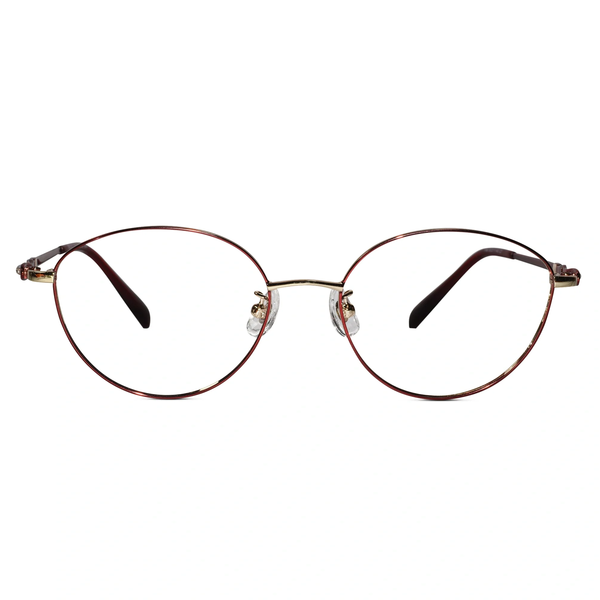 Red Gold Designer Rimless Round Eyeglasses For women - Image 2