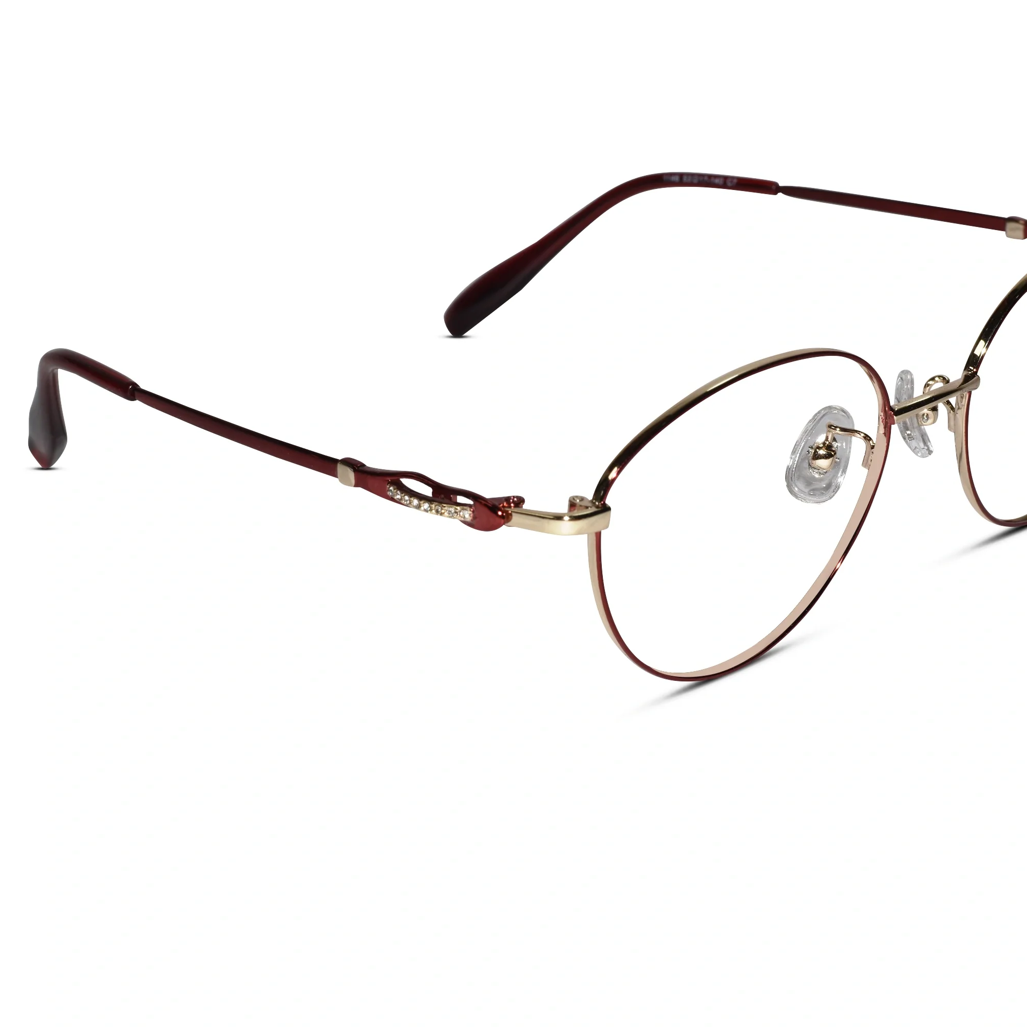 Red Gold Designer Rimless Round Eyeglasses For women - Image 3