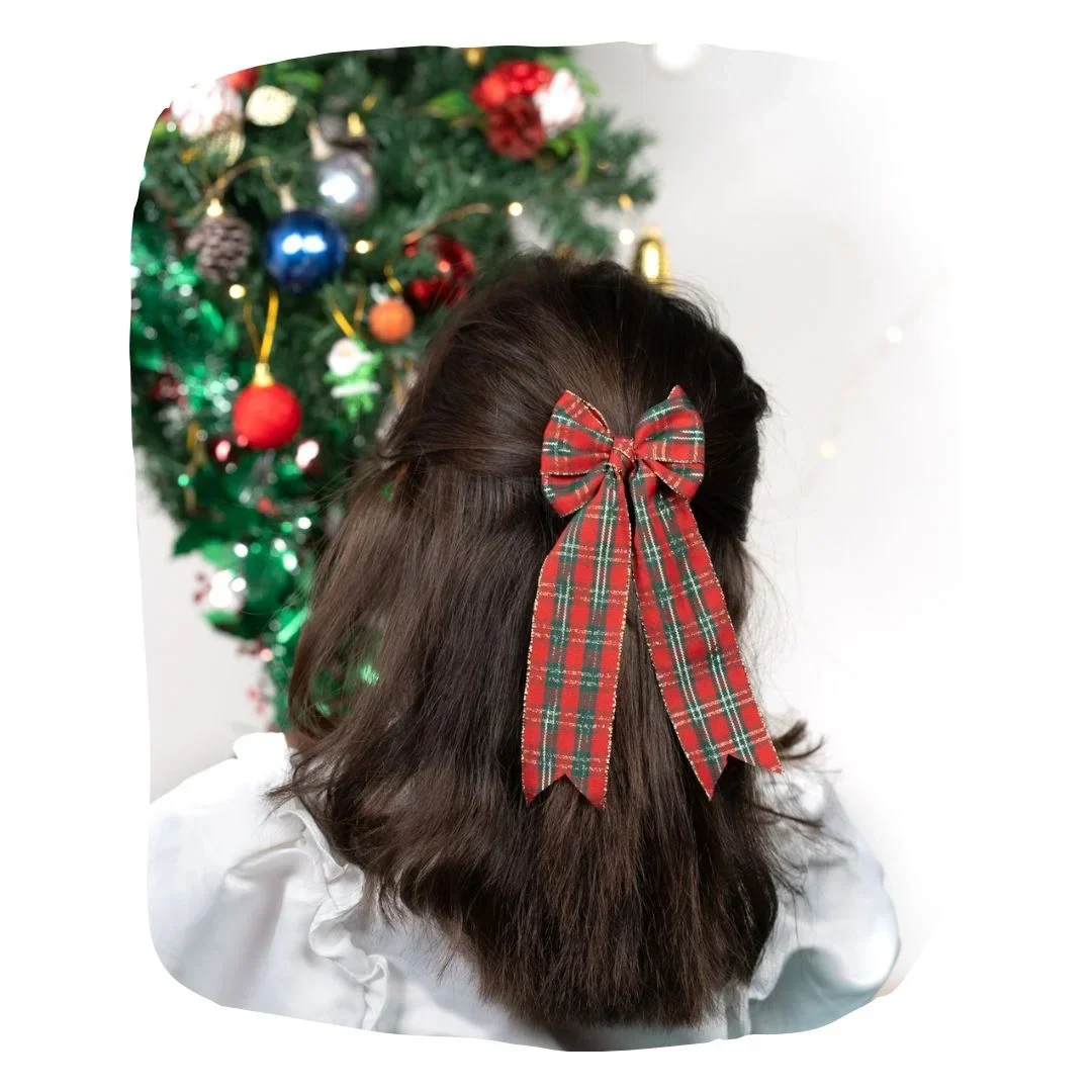 Red Green Christmas Hair Bows for Girls by Arendelle