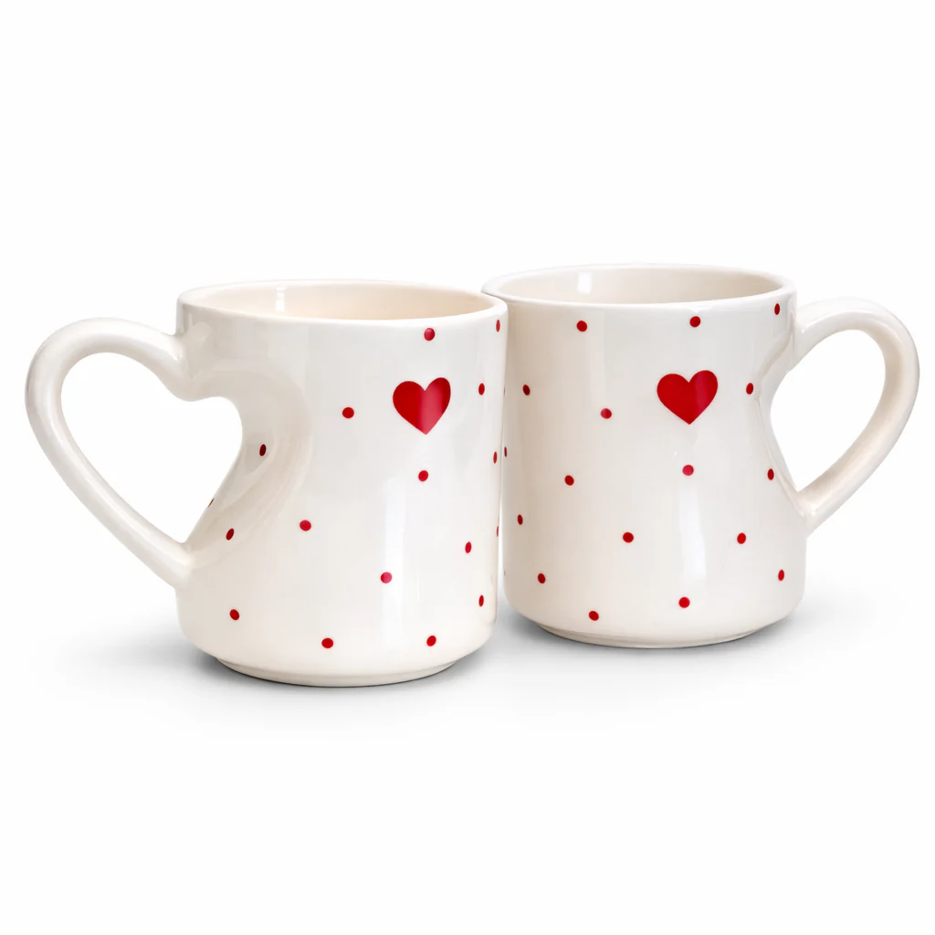 Red Heart Ceramic Coffee Mug | Set of 2 - Image 4