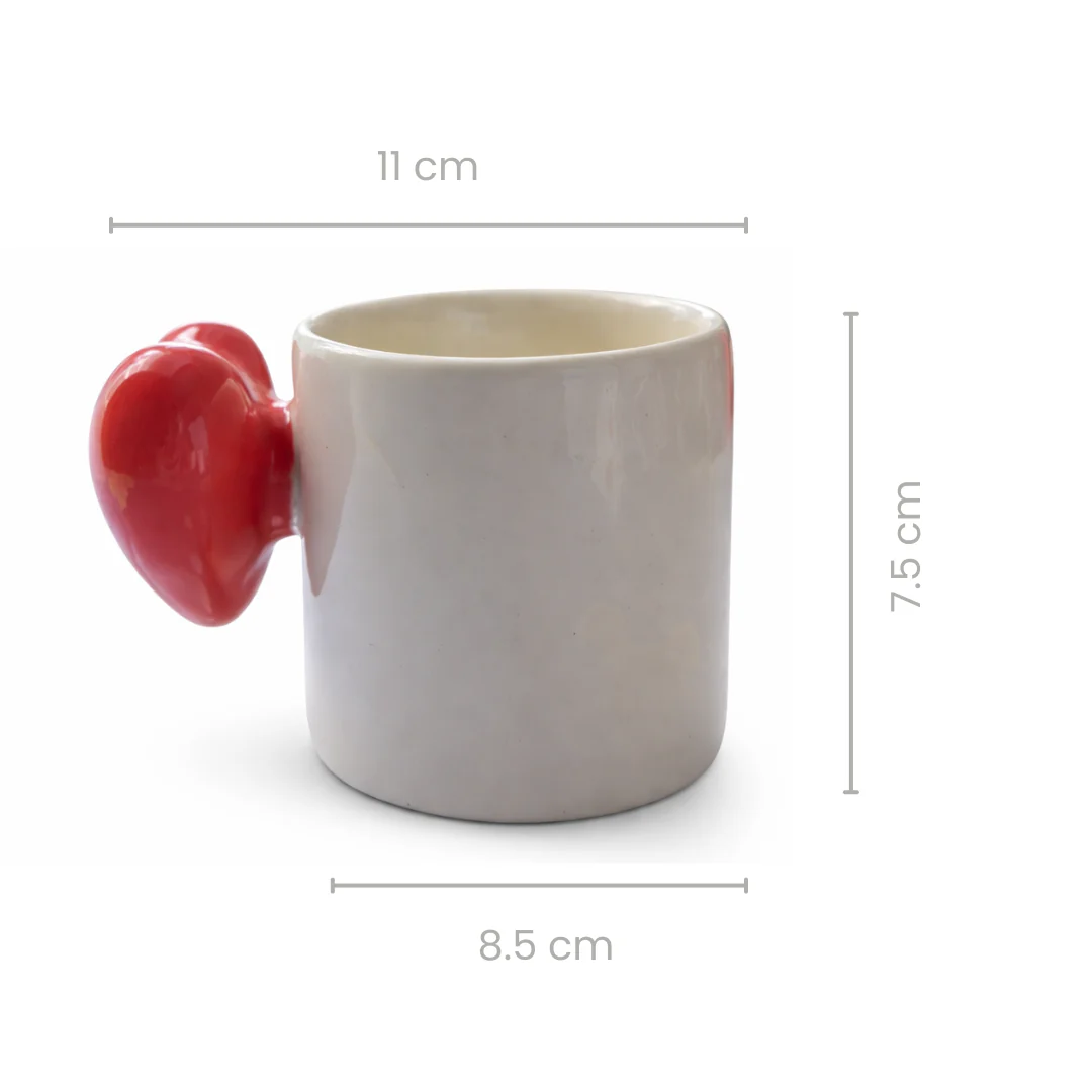 Red Heart Handle Coffee Mugs | Set of 2 - Image 4