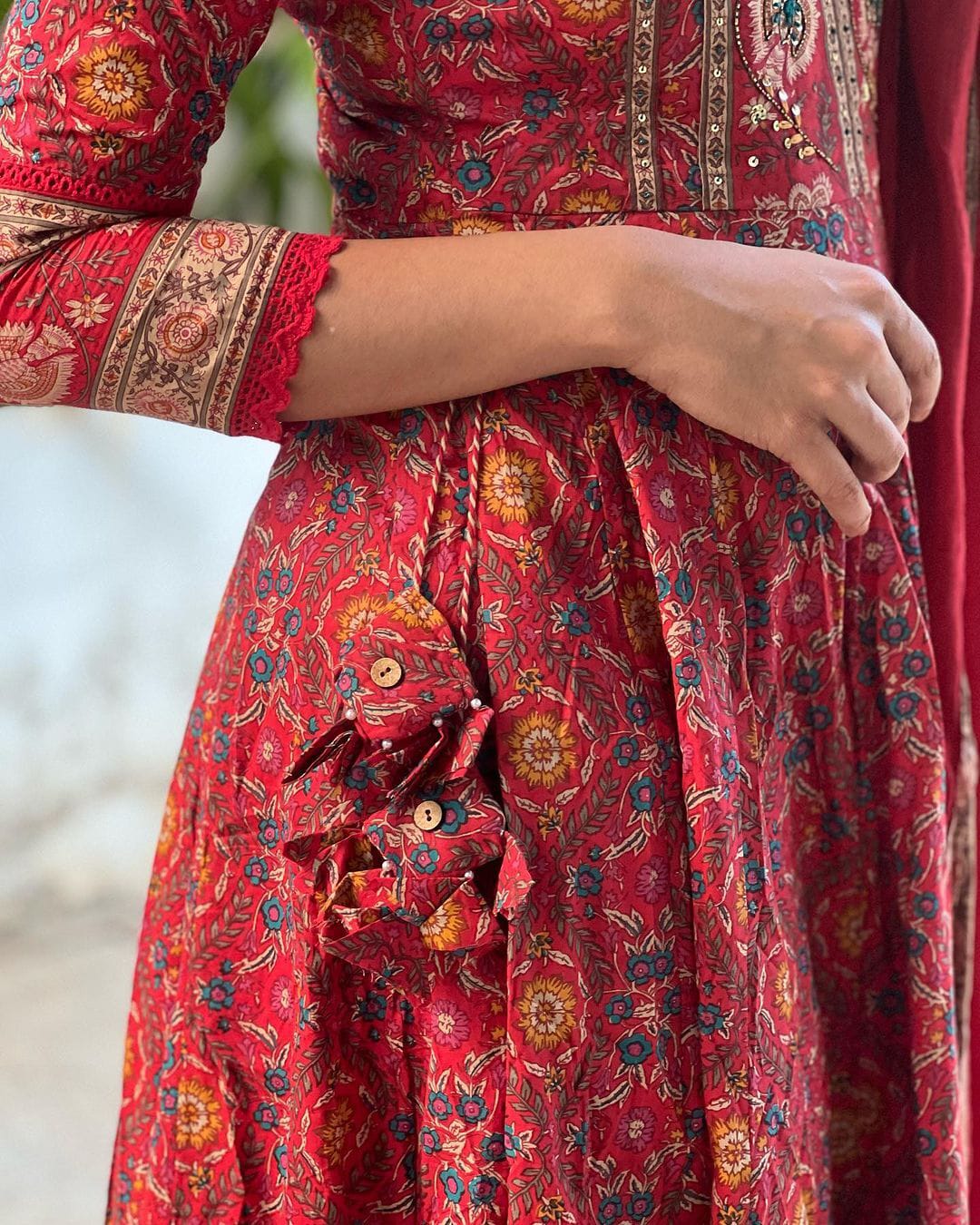 Red Maroon Voluminous Anarkali Suit Set - Image 3