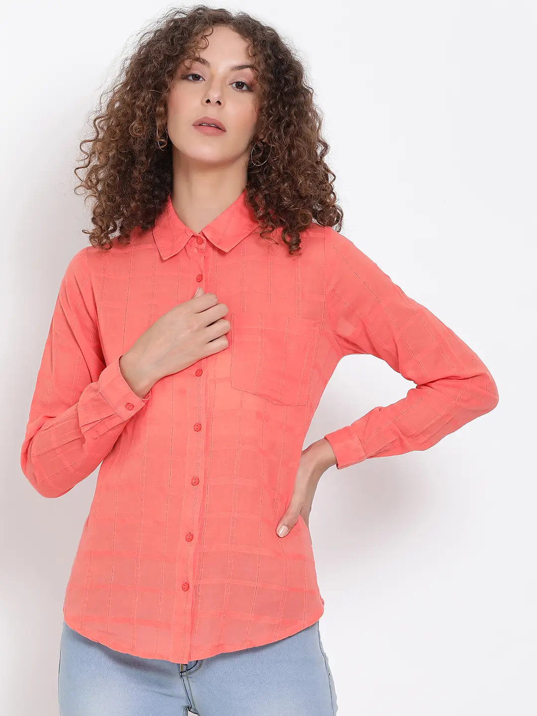 Red Self Checked Dobby Shirt
