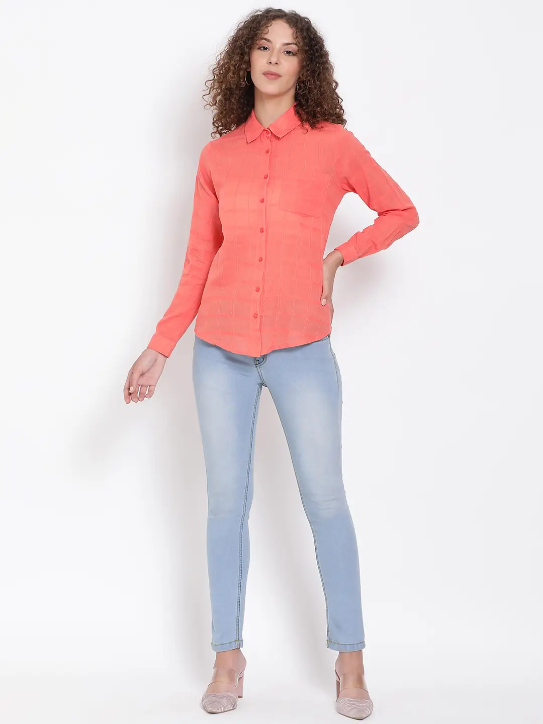 Red Self Checked Dobby Shirt - Image 2