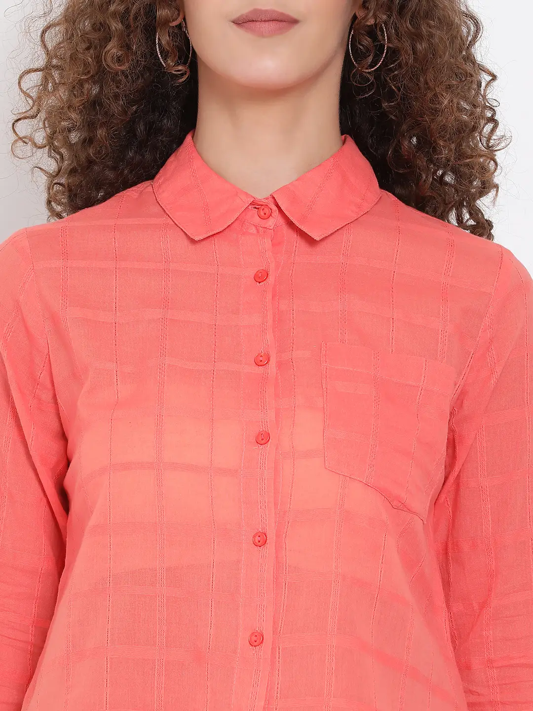 Red Self Checked Dobby Shirt - Image 6