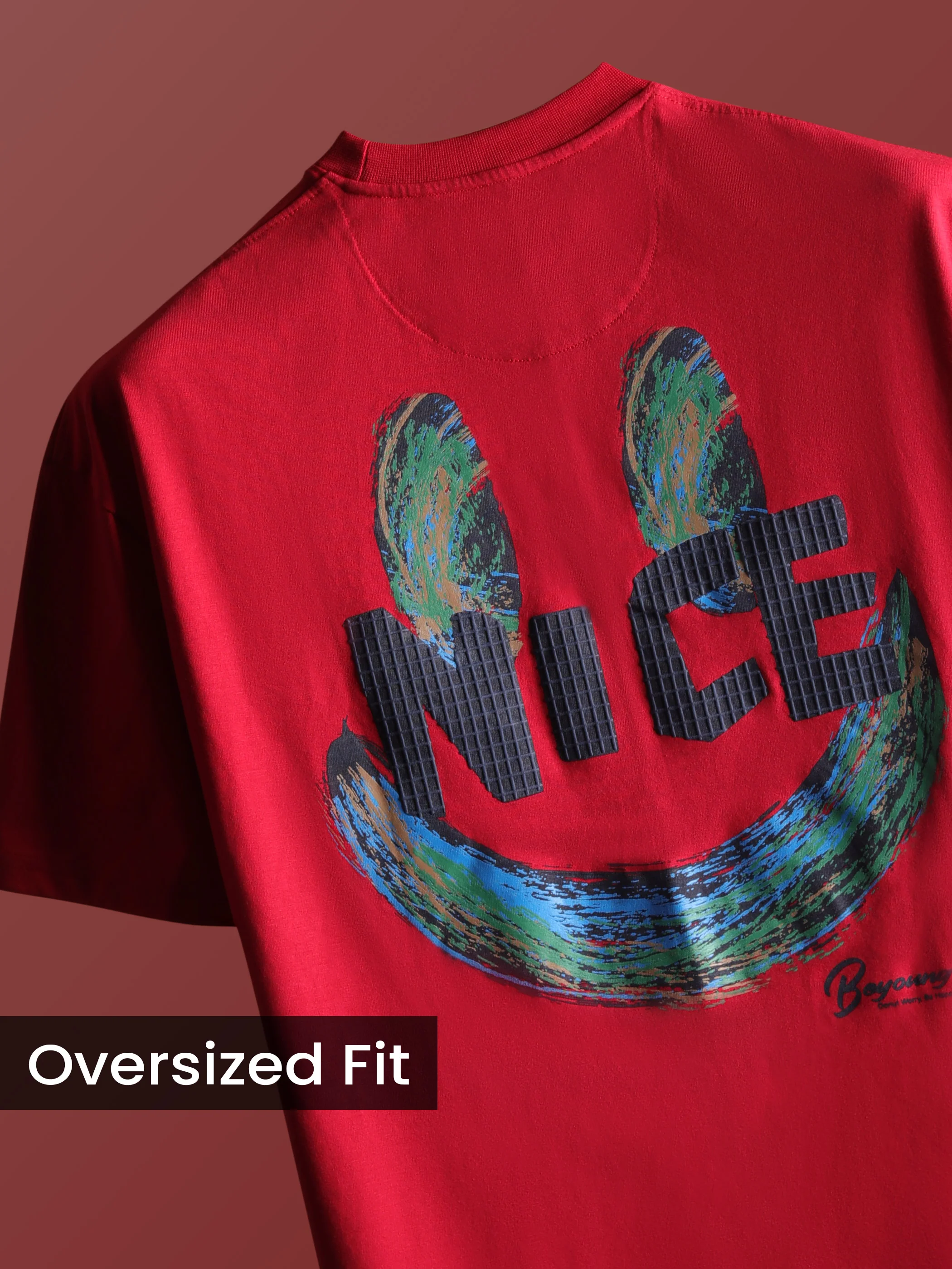 Red Smiley Rubber Printed T-shirt - Image 2