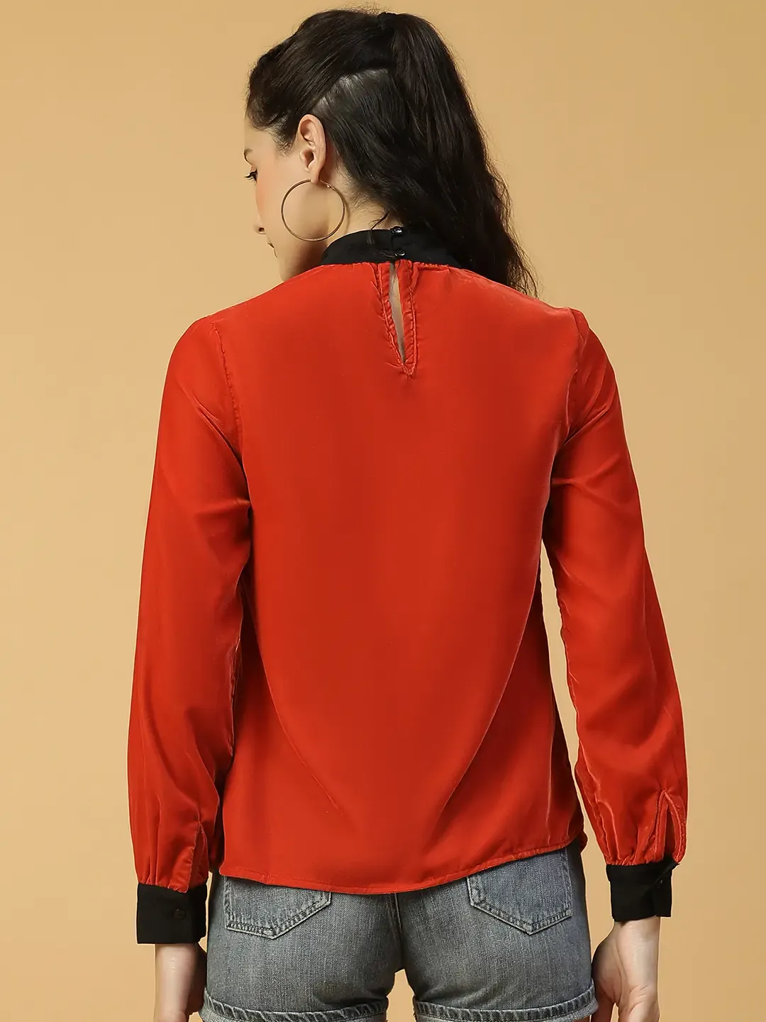 Red Velvet Long Sleeve Top for Women - Image 5