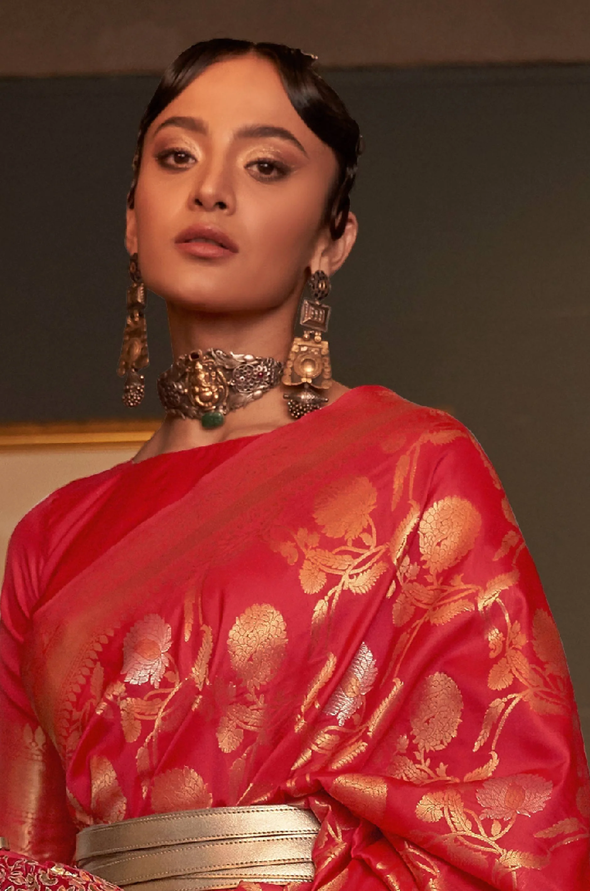 Red Woven Banarasi Silk Saree - Image 4
