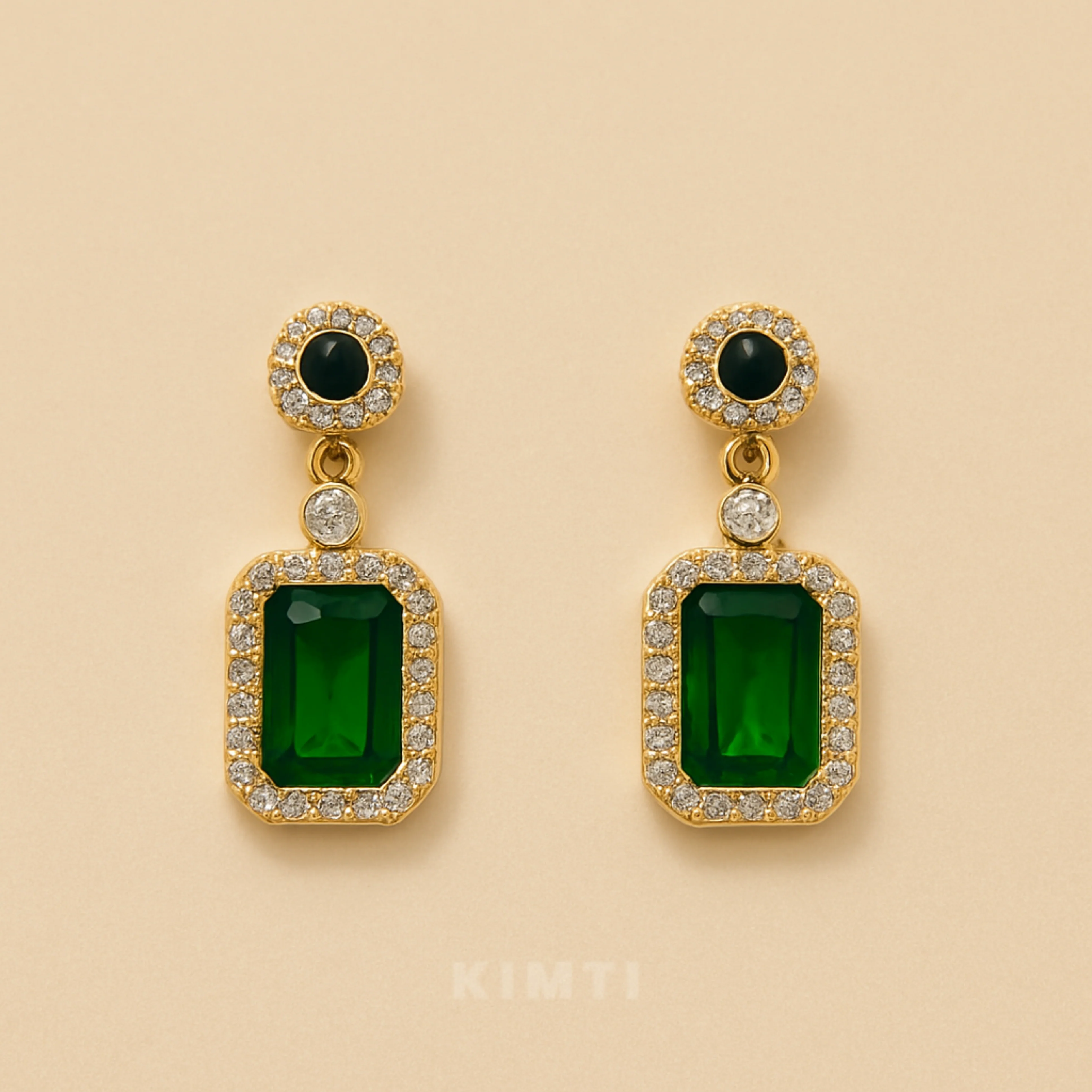 Regal Greenstone Gold Earrings - Image 4