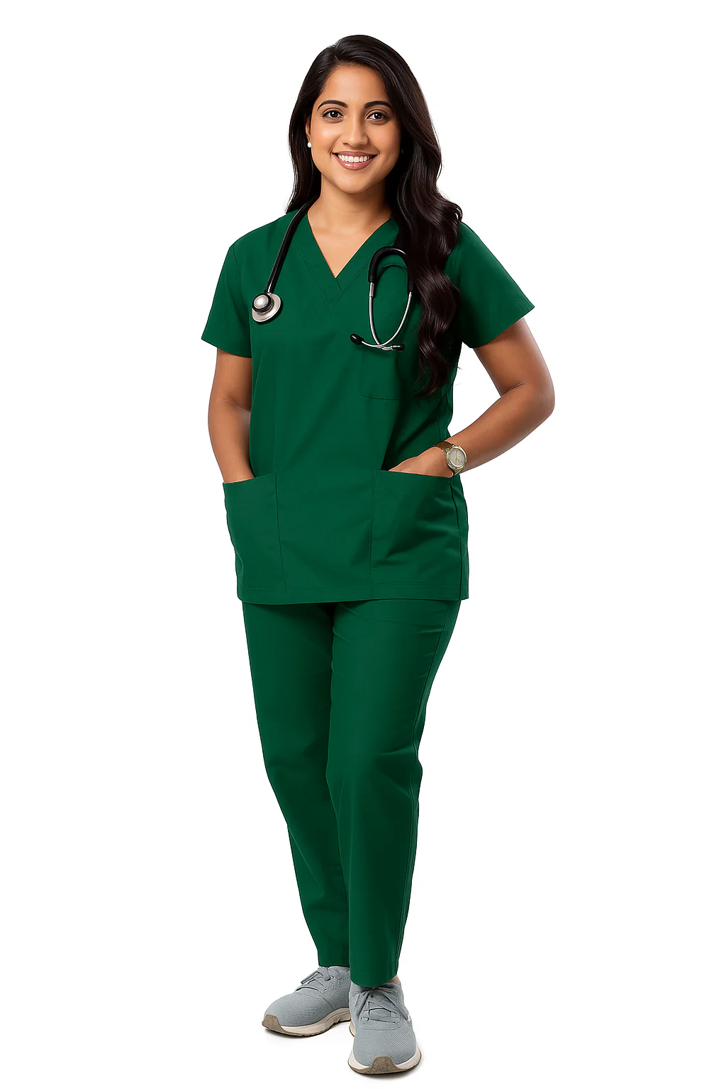 Regular Female Scrub Suit - Forest Green - Image 3