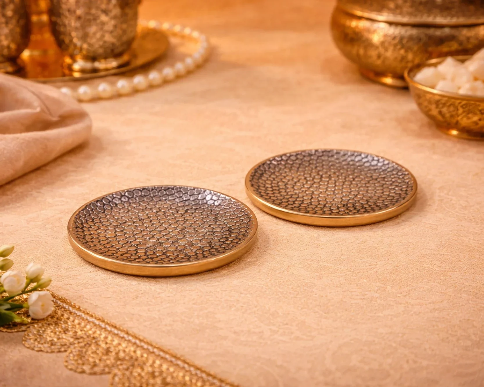 Rekhā Brass Coasters
