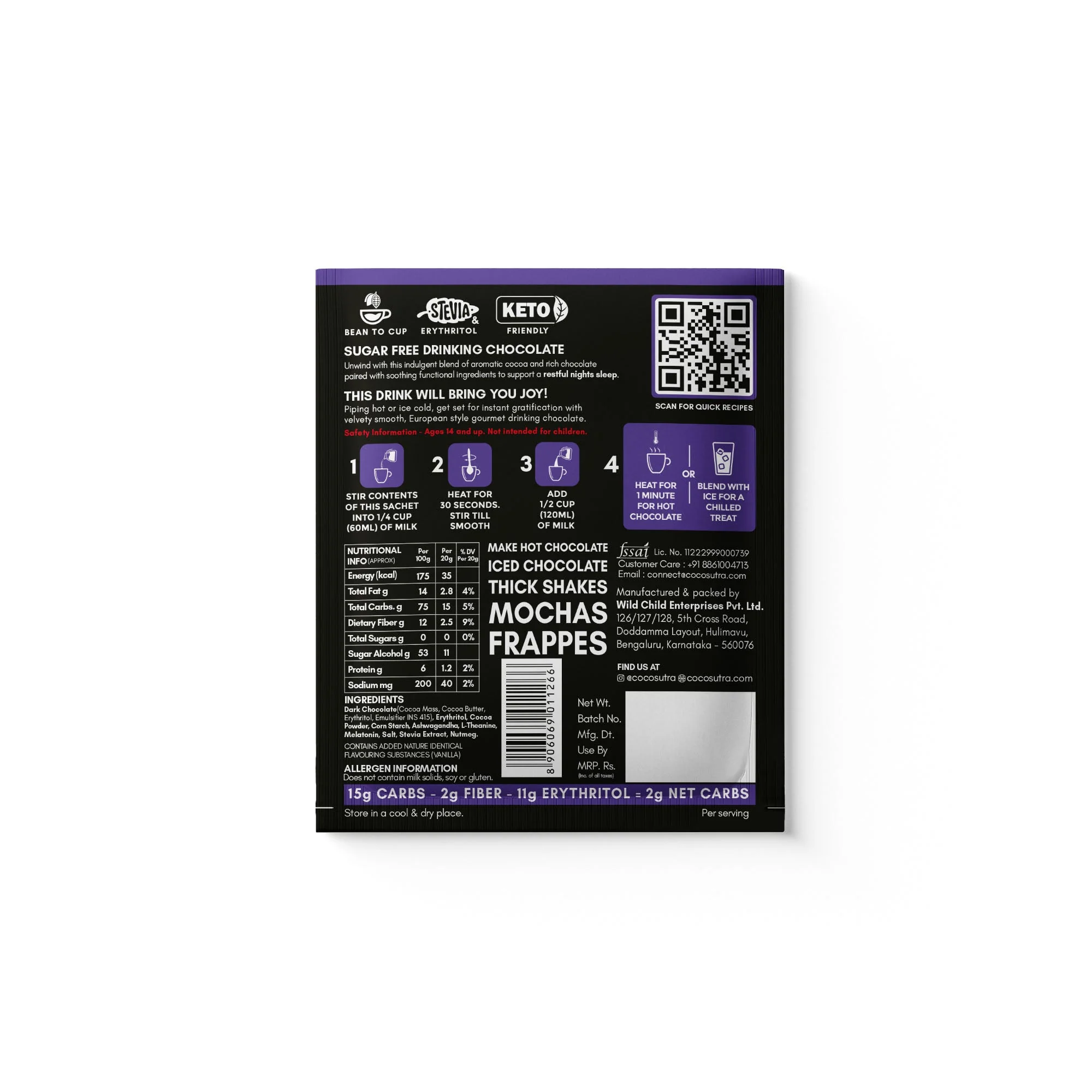 Relax | SUGAR FREE Drinking Chocolate Mix | Melatonin Support for Restful Sleep - Image 2