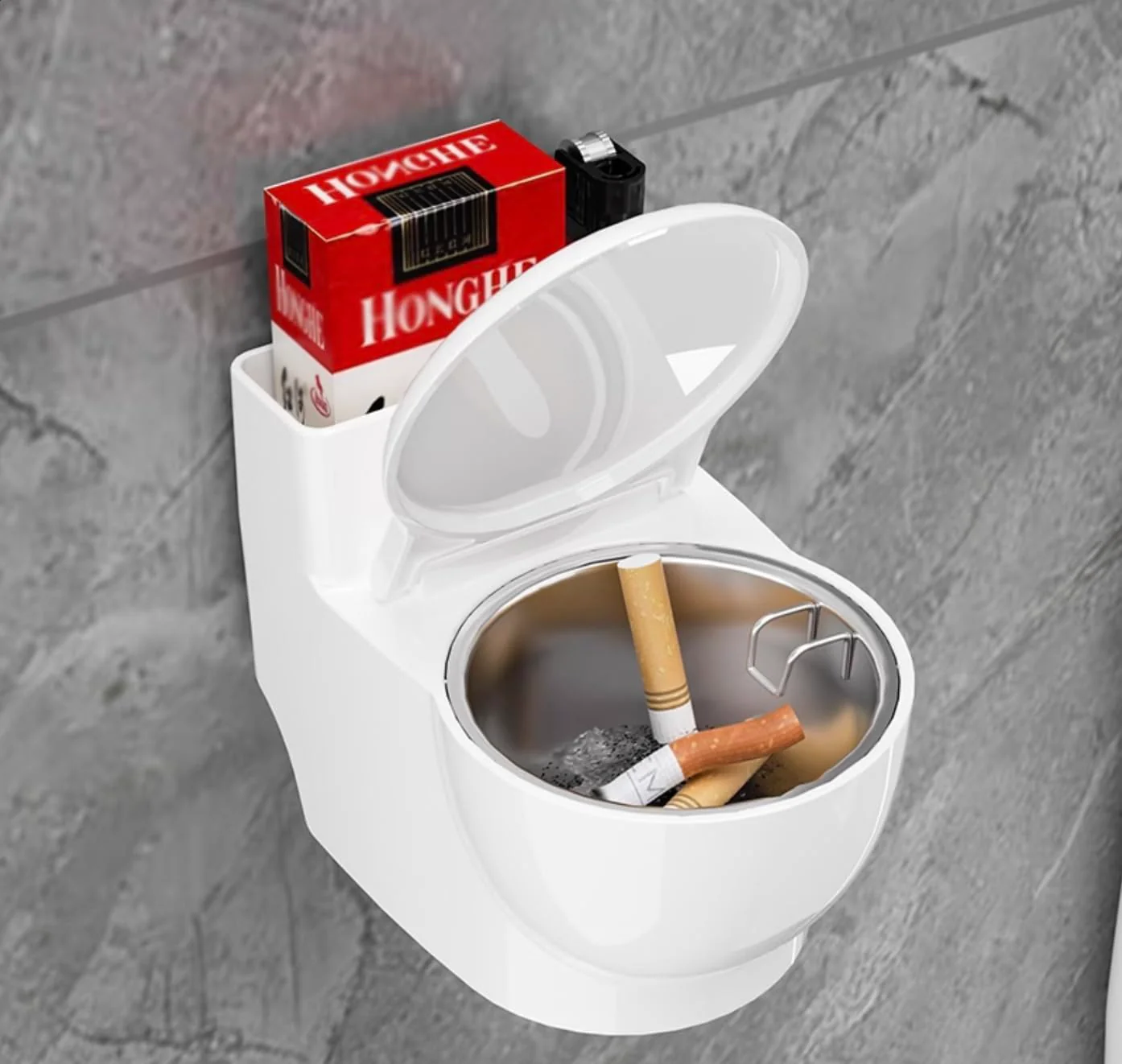 Relief: WC-Shaped Multi-Function Ashtray with Storage & Built-In Holder for Home, Office & Outdoor Use - Image 5