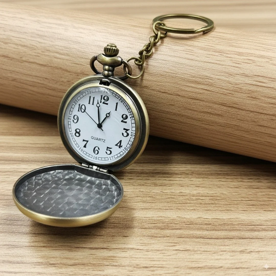 Retro Metal Pocket Watch Keychain - Starbucks - Image 3