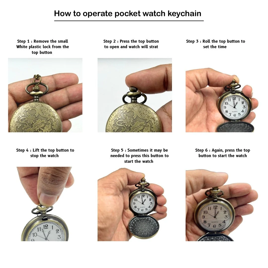 Retro Metal Pocket Watch Keychain - Starbucks - Image 6