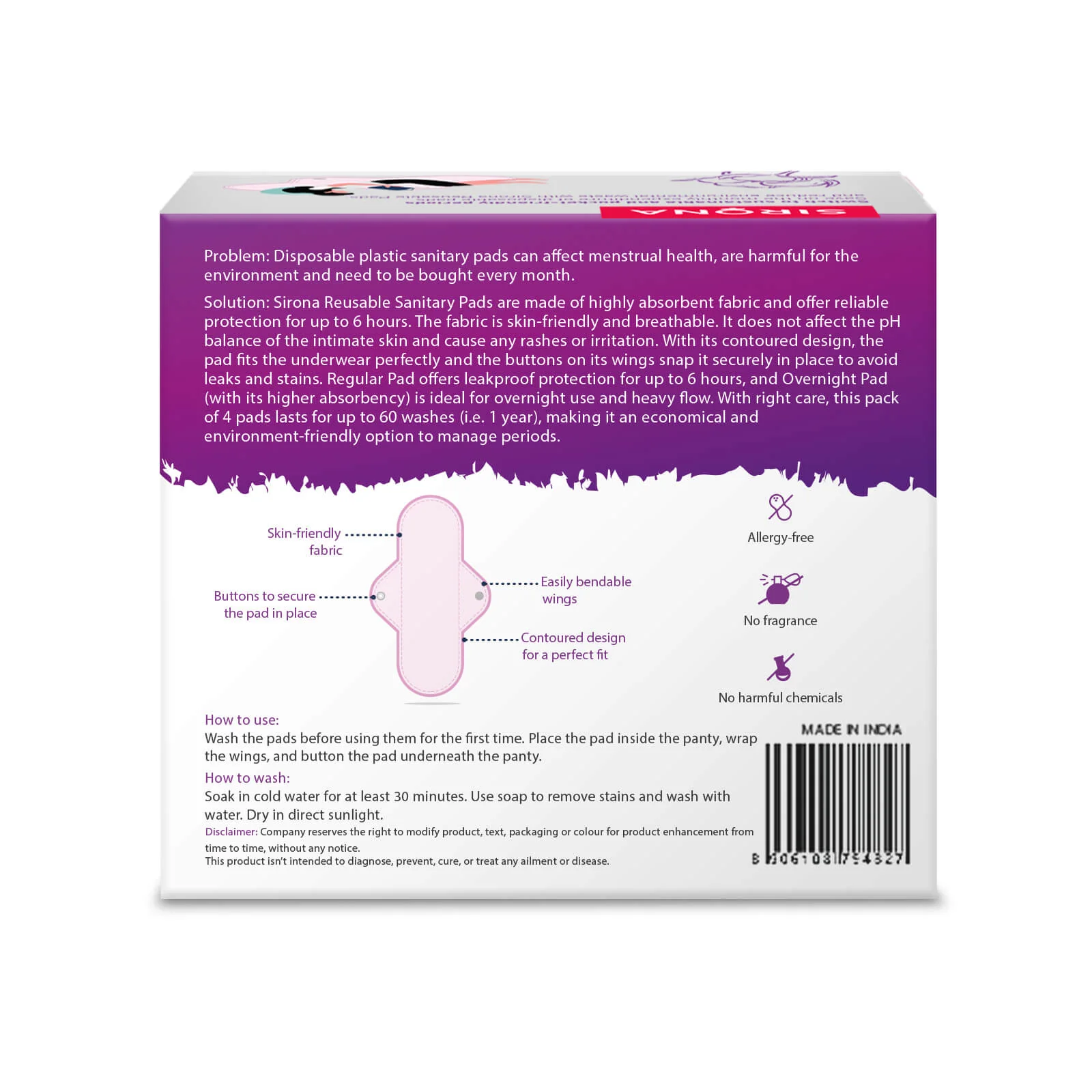 Reusable Sanitary Pads (1 Pack of 4 Pads) - Image 8