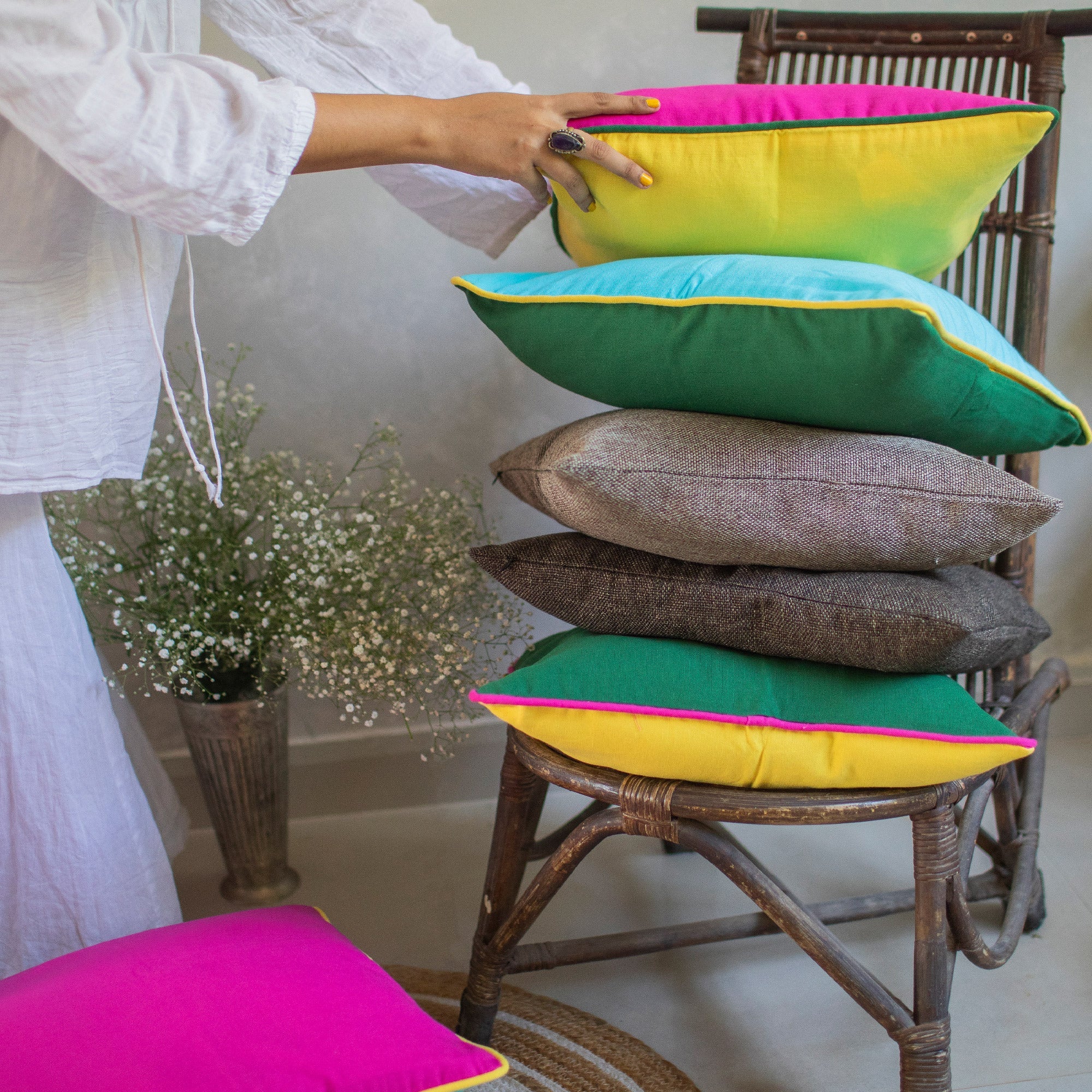 Reversible Cord Cushion Cover | Set Of 2 - Image 29