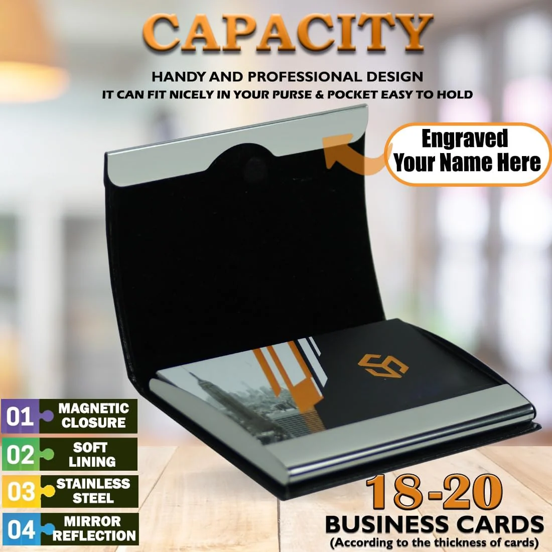 RFID Protected Wallet Card holder with Matte Black - Slim - Image 4
