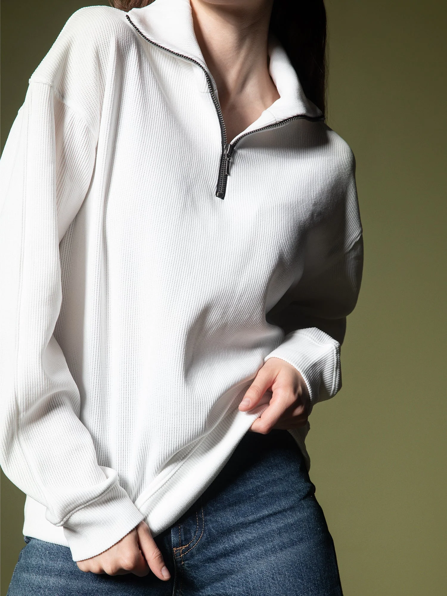 Ribbed quarter-zip sweatshirt - Image 25