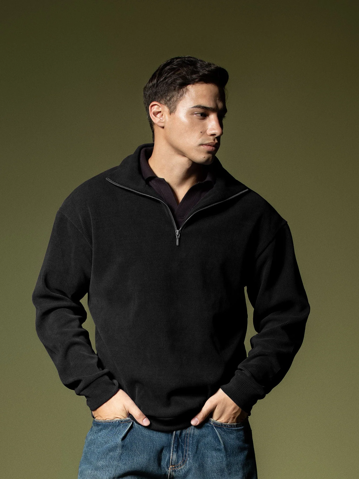 Ribbed quarter-zip sweatshirt - Image 35
