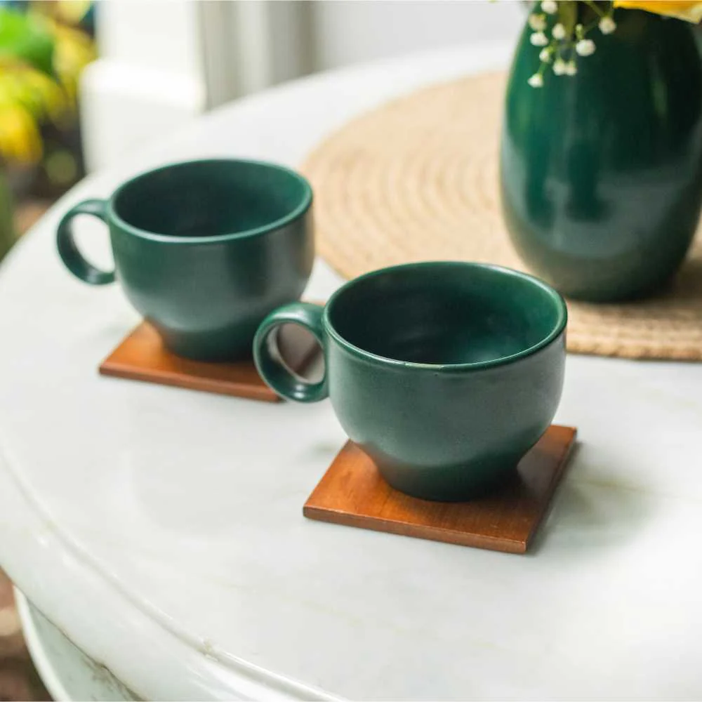 Ring Handle Ceramic Cup | Set Of 2
