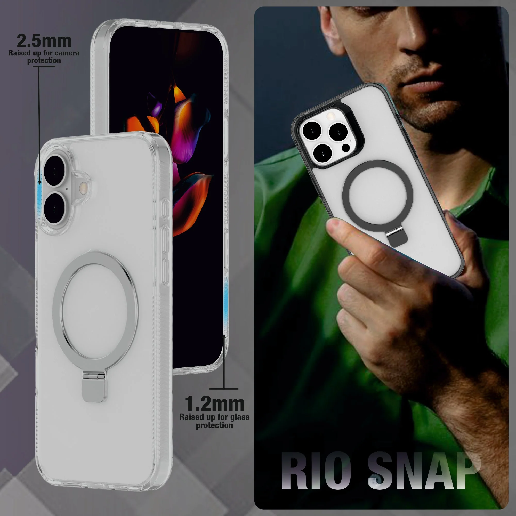 RIO SNAP KICKSTAND TPU Mag-Safe Compatible Case for iPhone 16 Series - Image 2