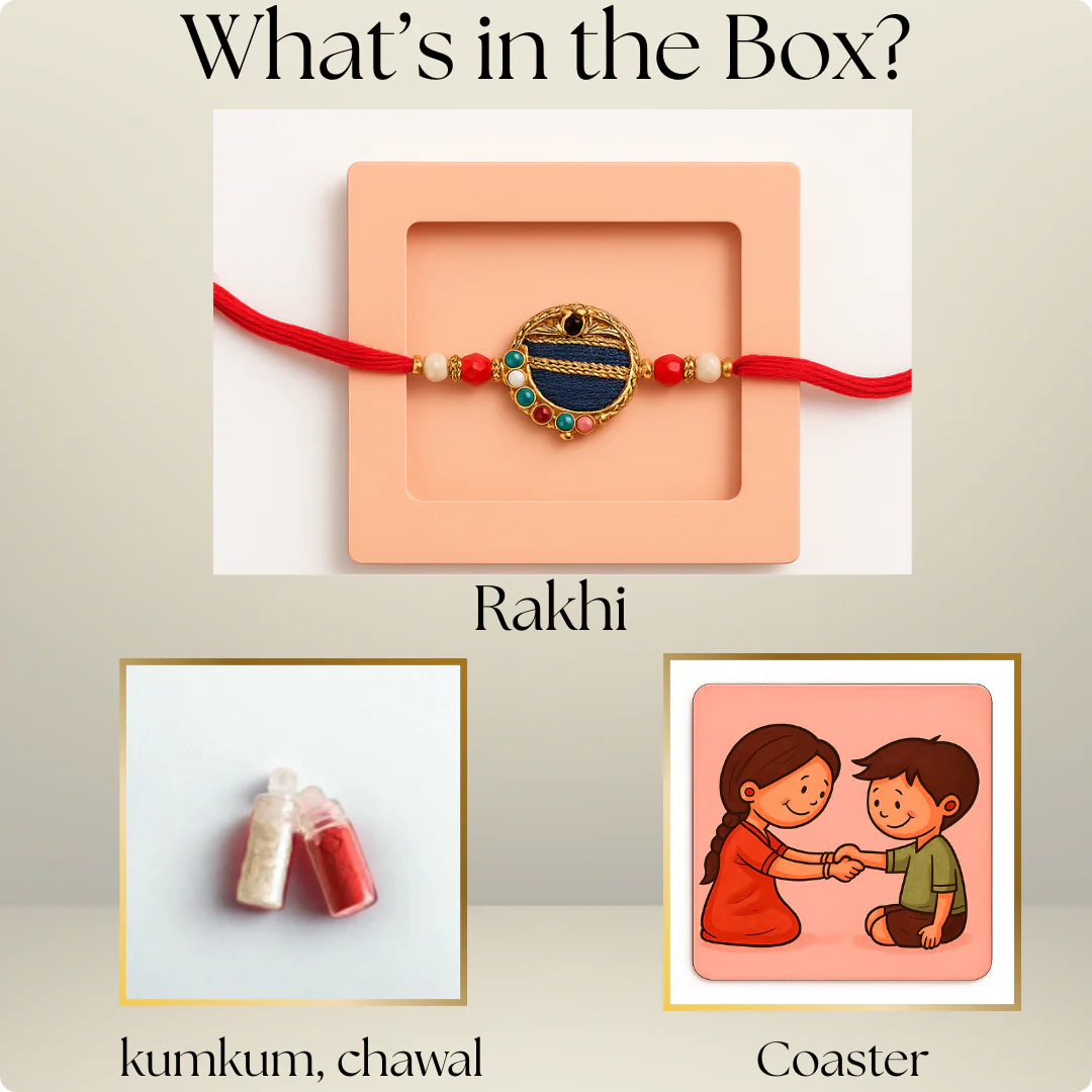 Rock Bro Rakhi with Coaster & Kumkum Chawal | Designer Rakhi Gift Combo for Brother | Raksha Bandhan Special - Image 6