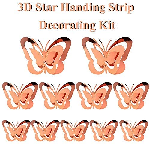 Rose Gold 3D Butterfly Hanging Party Decoration Kit (Pack of 11) - Image 4