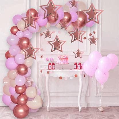 Rose Gold 3D Star Shape Hanging Party Decoration Kit (Pack of 11) - Image 3