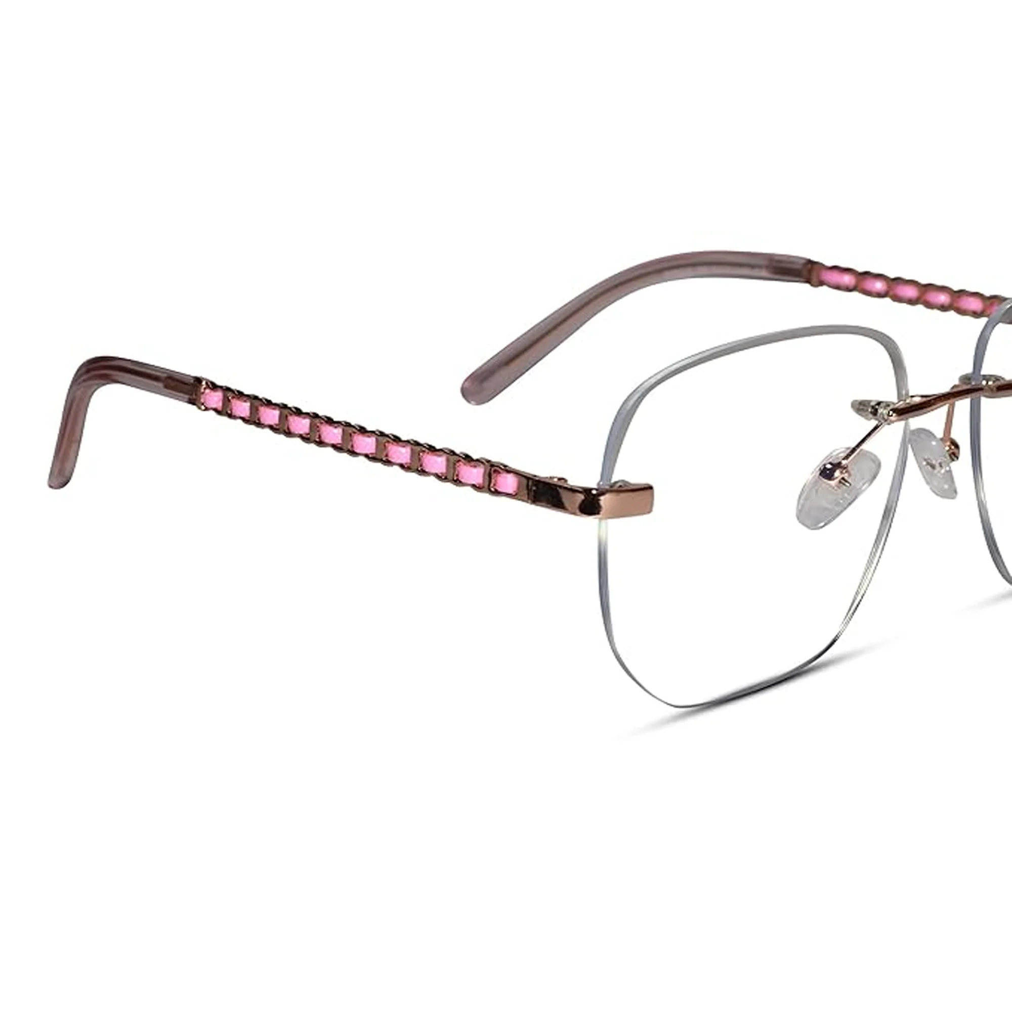 Rose Gold Frameless Designer Computer Glasses - Image 3