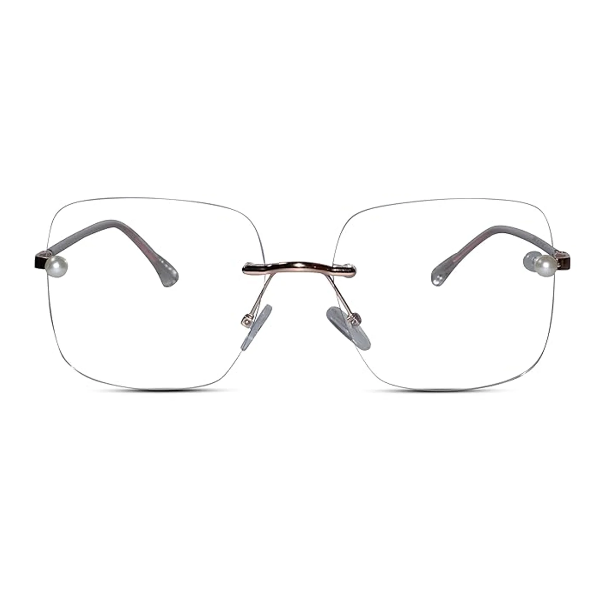 Rose Gold Frameless Designer Pearl Computer Glasses - Image 2