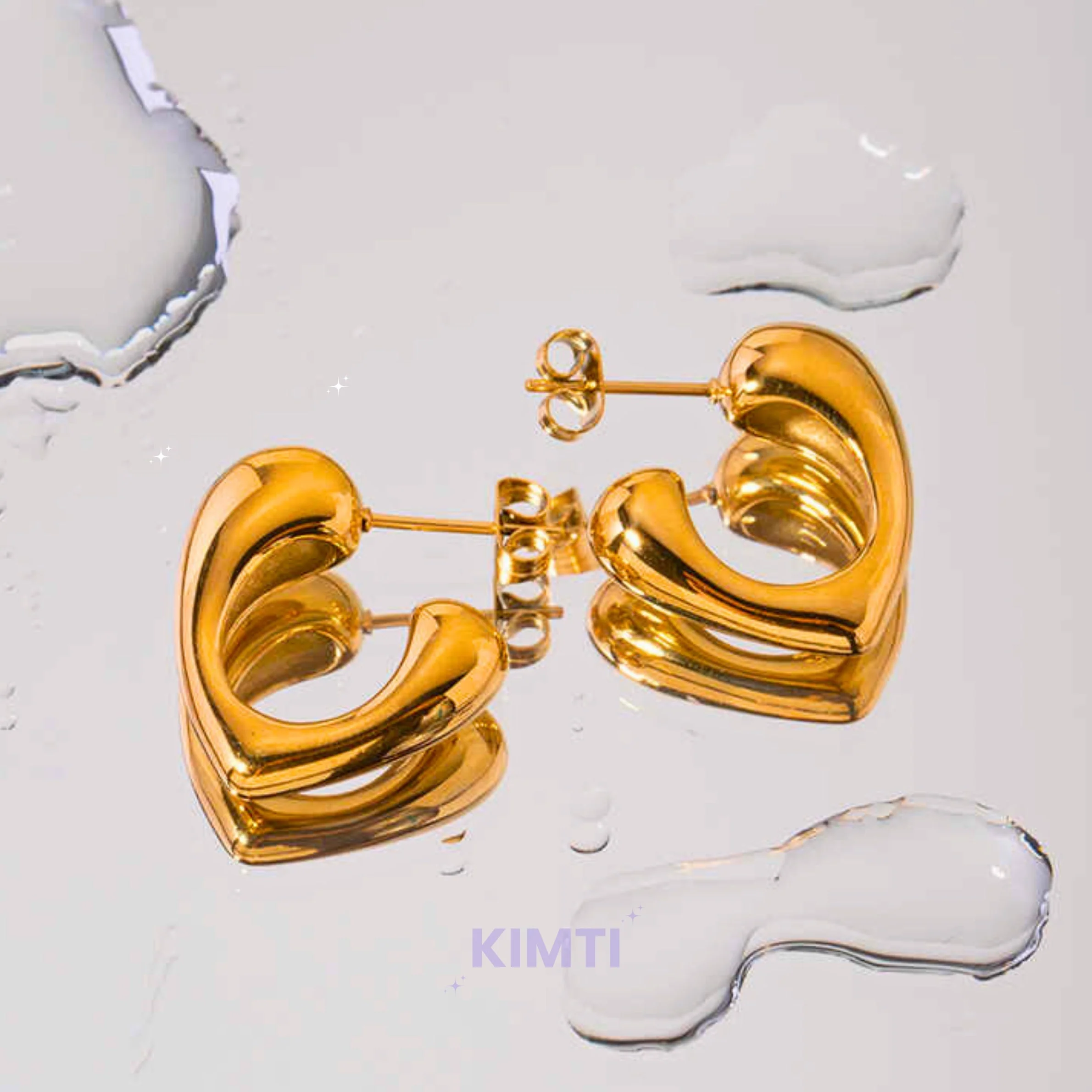 Rose Gold Heart Hoop Earring - Image 3