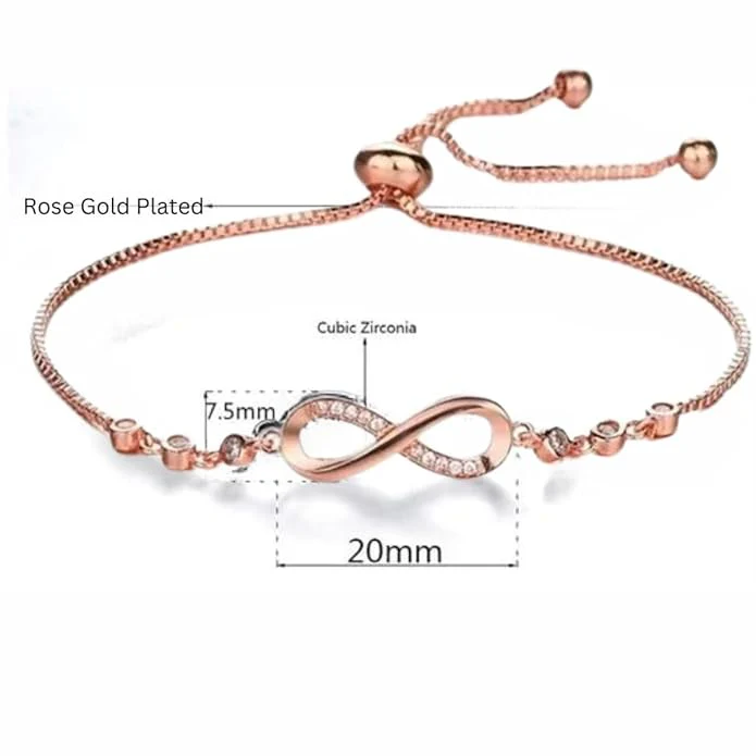 Rose Gold Plated Adjustable Charm Bracelet For Women And Girls - Image 3