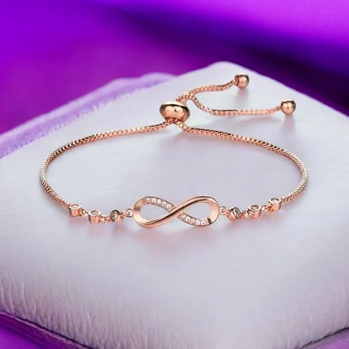 Rose Gold Plated Adjustable Charm Bracelet For Women And Girls - Image 5