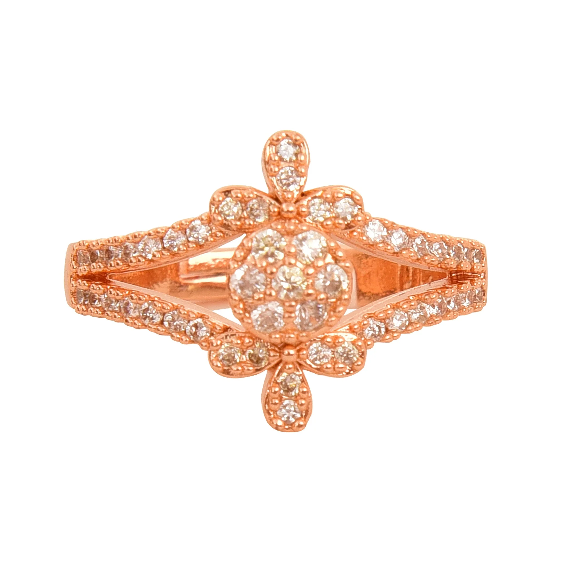 Rose Gold Plated | American Diamond Studded | Adjustable | Finger Ring For Women And Girls, Style 11 - Image 8