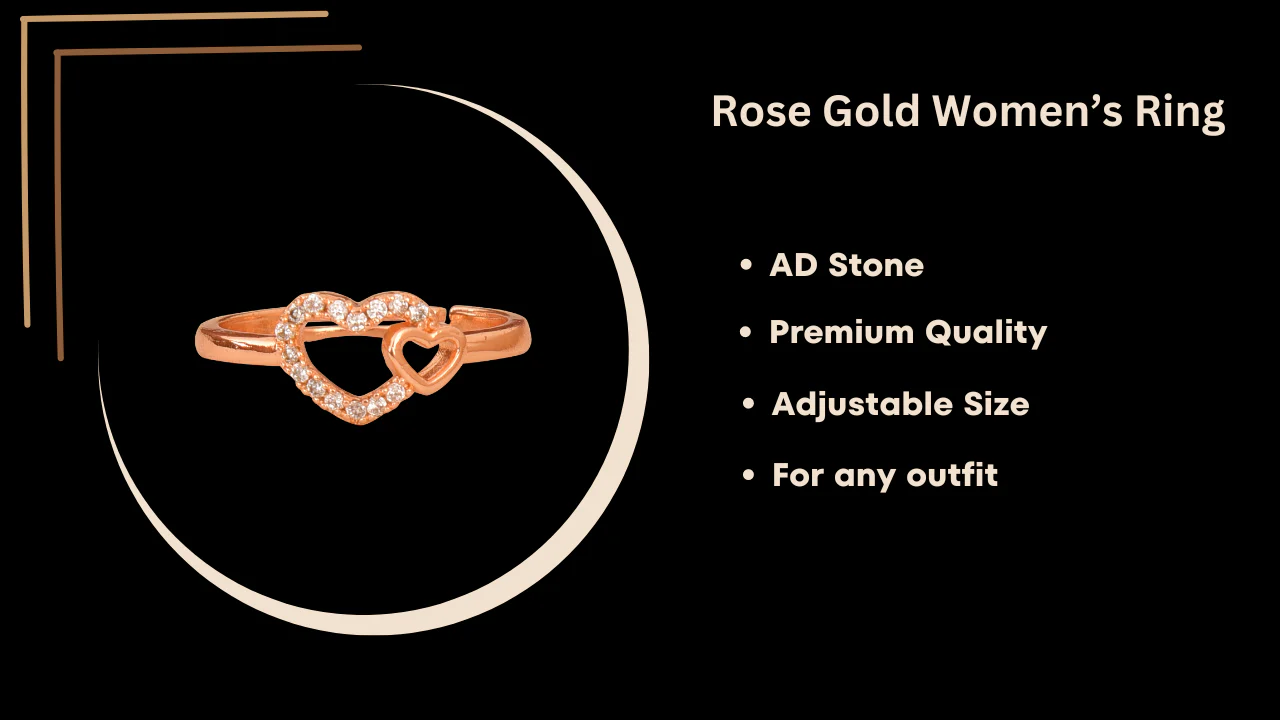 Rose Gold Plated | American Diamond Studded | Adjustable | Finger Ring For Women And Girls, Style 15 - Image 6