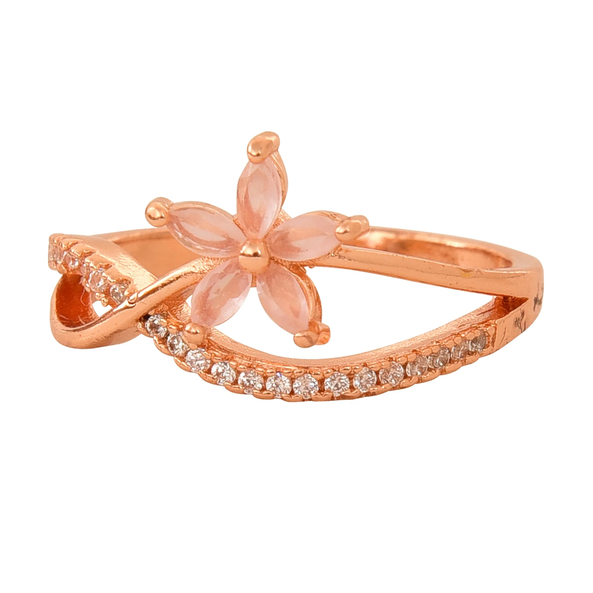Rose Gold Plated | American Diamond Studded | Adjustable | Finger Ring For Women And Girls, Style 18 - Image 32